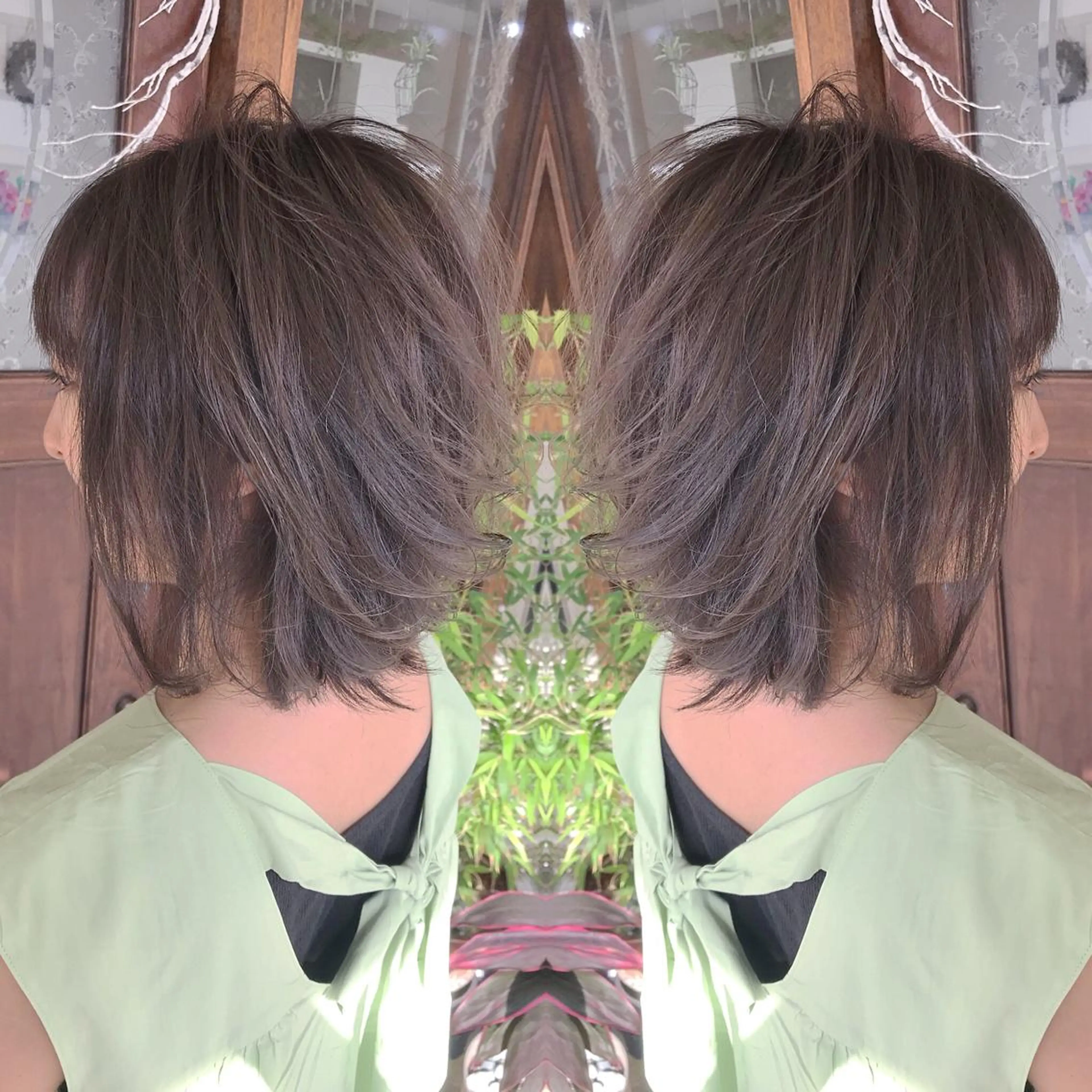 ショート カラー バレイヤージュ レイヤーカット grand juteのヘアスタイル