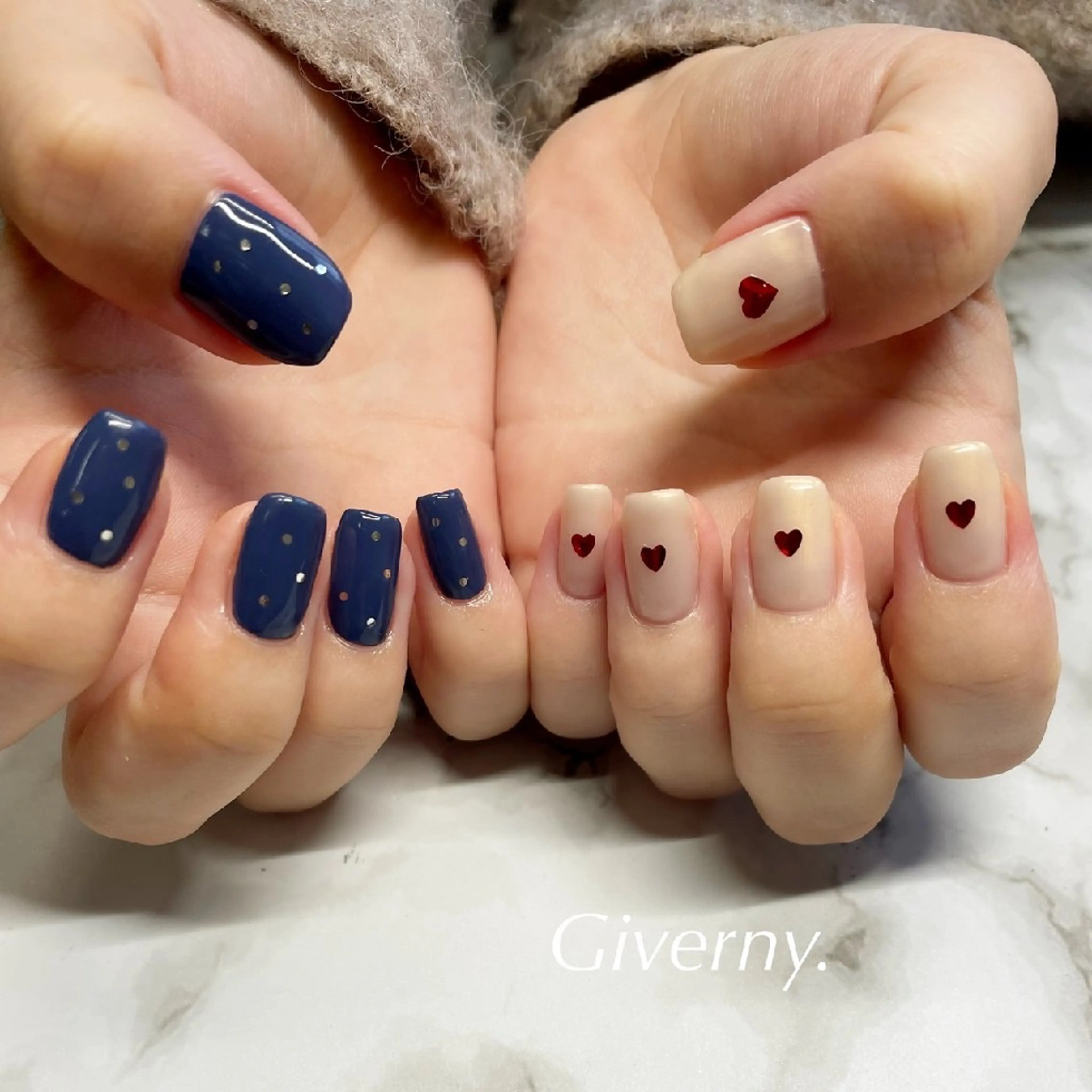 ネイル ハート ハンドネイル Giverny .のネイルデザイン