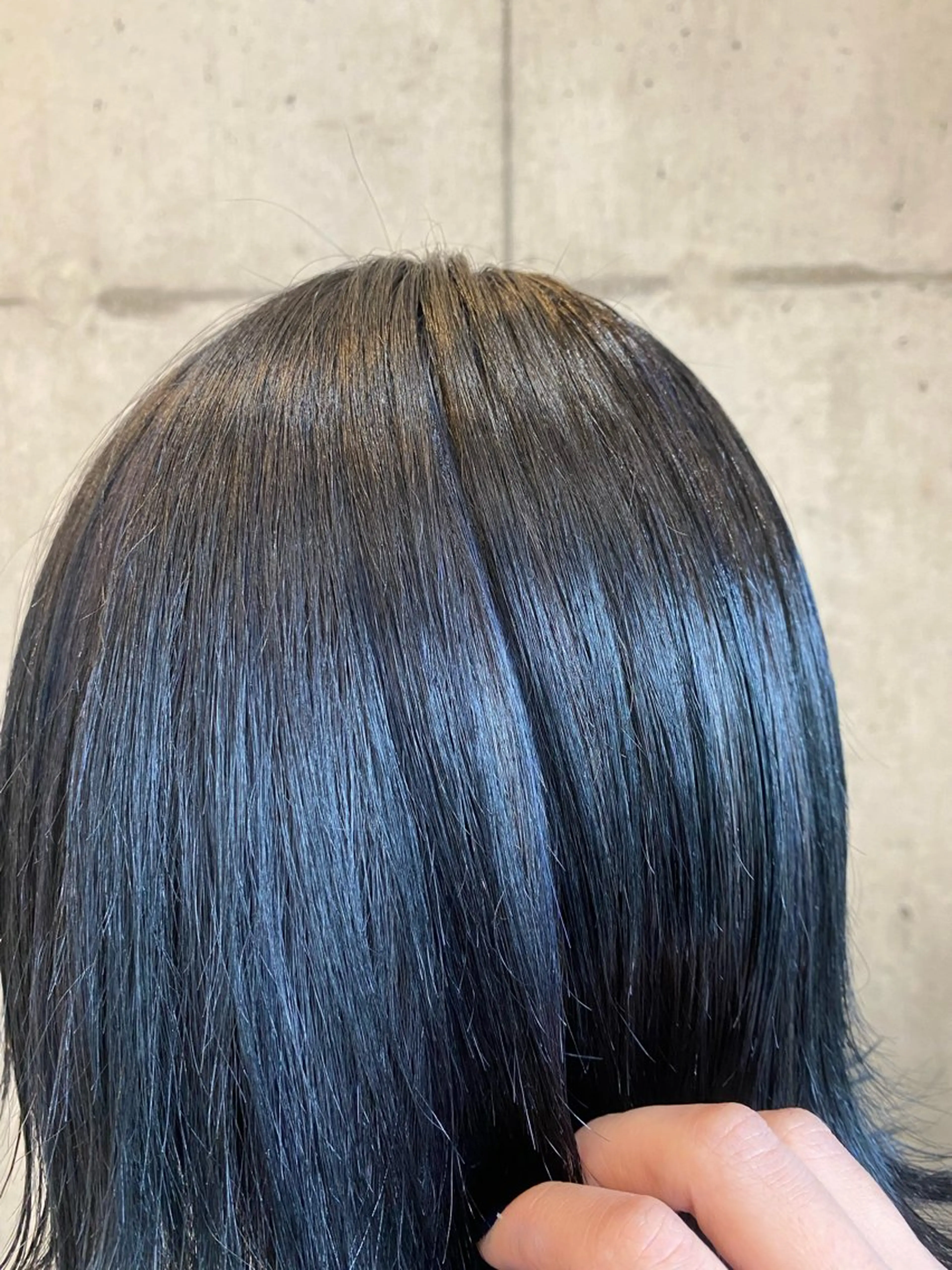 ミディアム カラー 黒髪 ブルーカラー ブルーブラック HIYORI🧁 登戸のヘアスタイル
