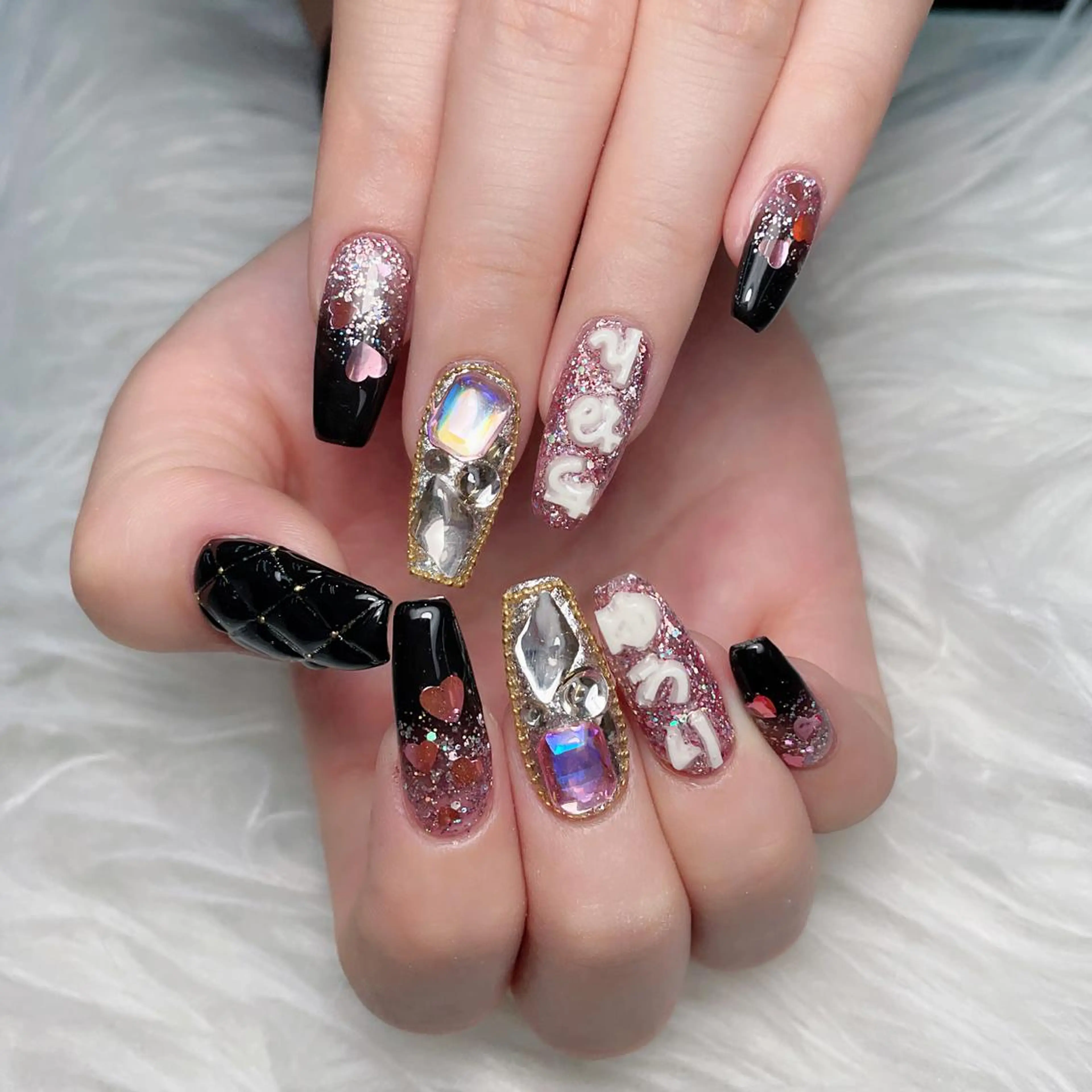 ネイル オーロラネイル フレンチネイル ハート 韓国ネイル ミラーネイル Melody  3D/スカルプ専門店のネイルデザイン