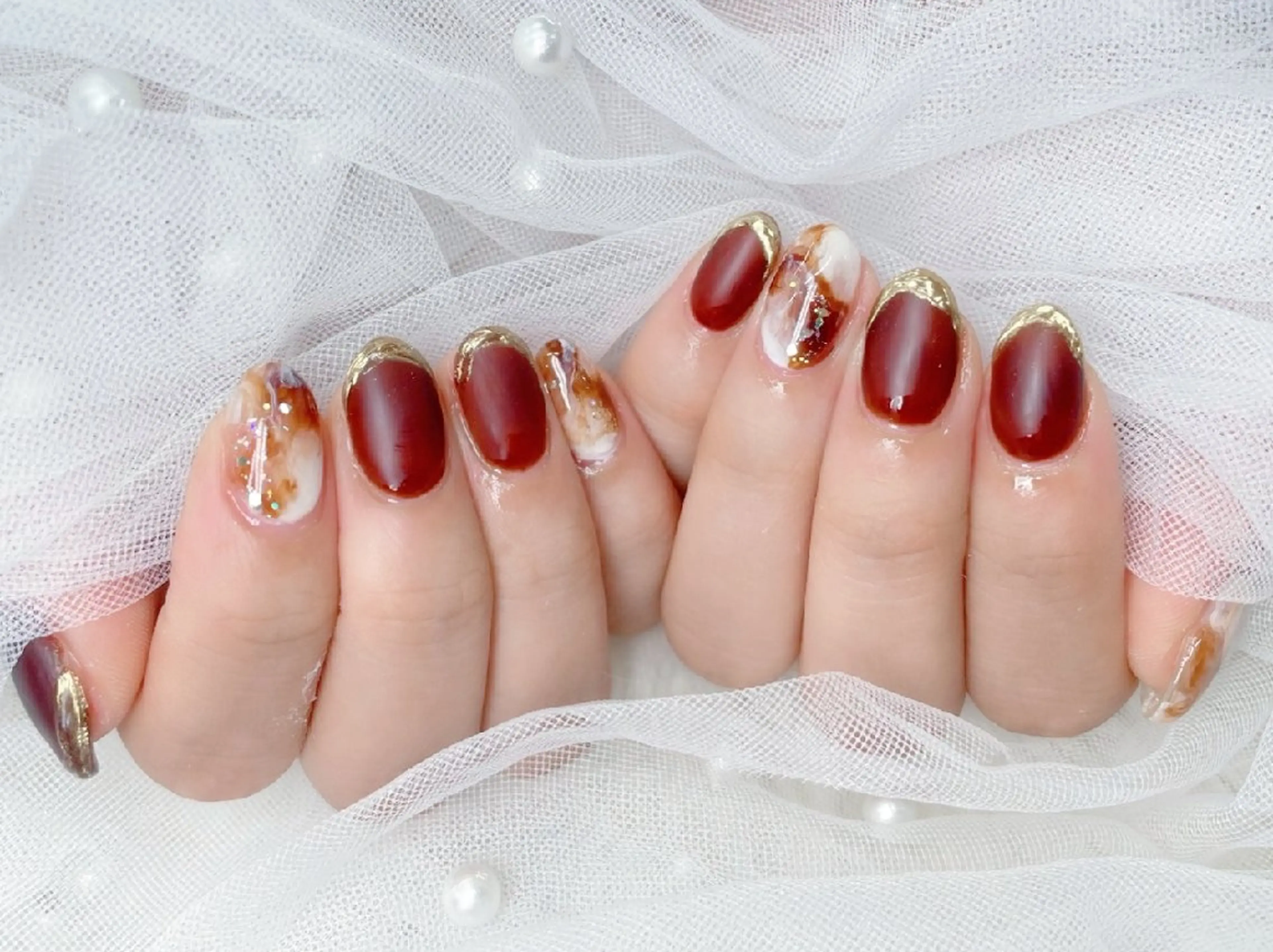 ネイル フラッシュネイル フレンチネイル キラキラネイル ラメ(グリッター) マグネットネイル Chouette Nailのネイルデザイン