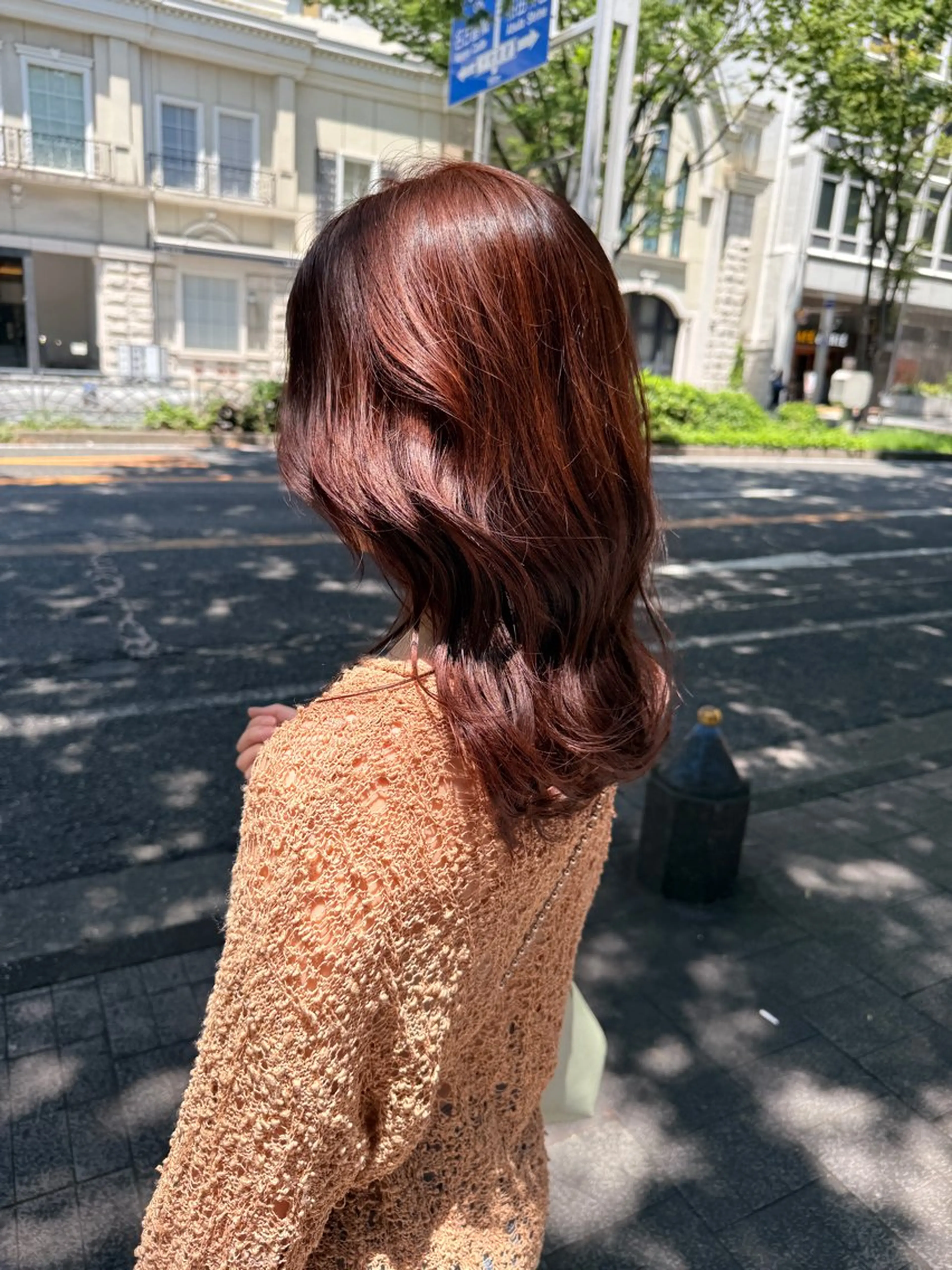 セミロング カラー ブラウンカラー オレンジ オレンジブラウン naho✂︎bob/ layerのヘアスタイル