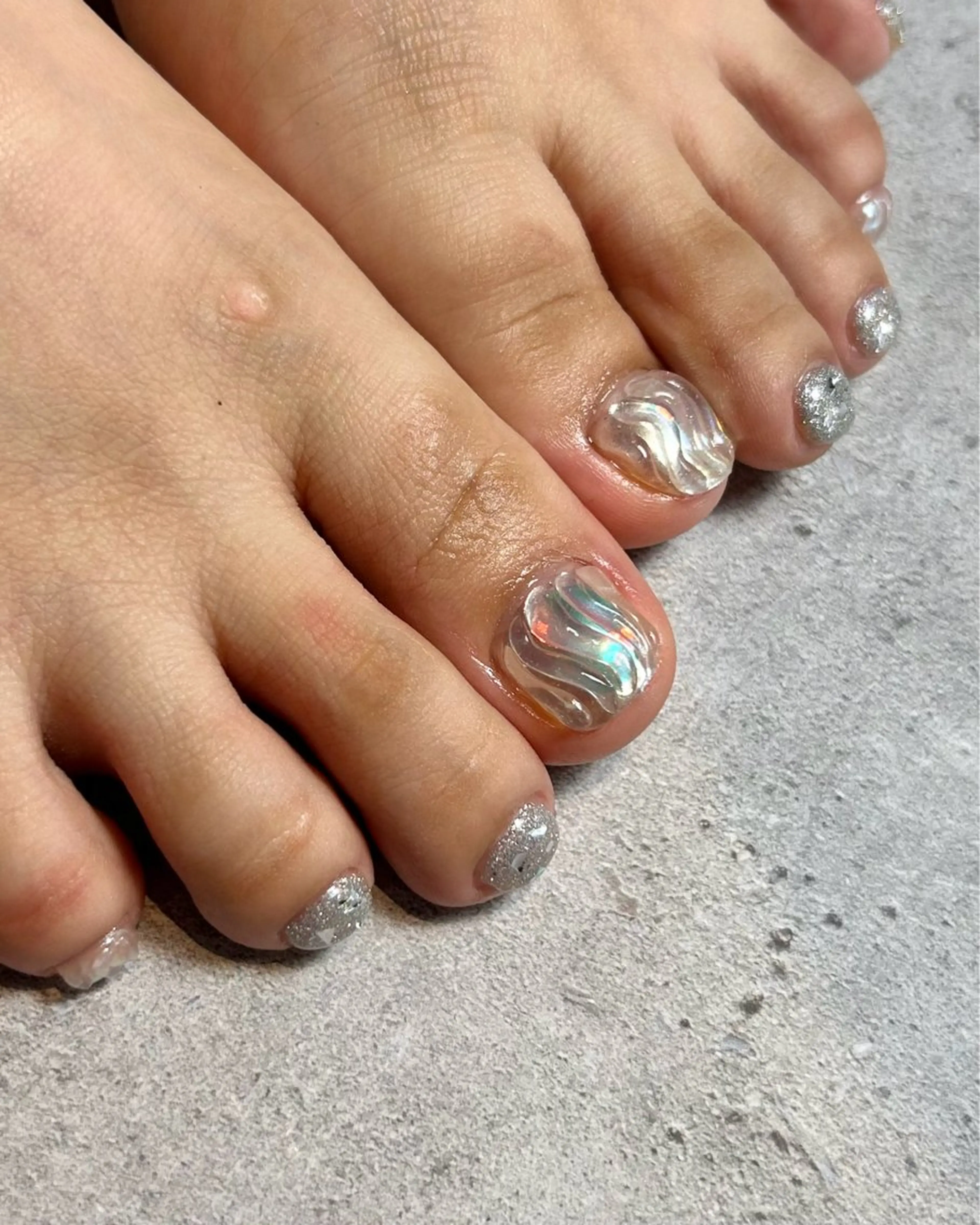 ネイル フットネイル 氷ネイル・うるうるネイル 持ち込み フットネイル Reflection marikoのネイルデザイン
