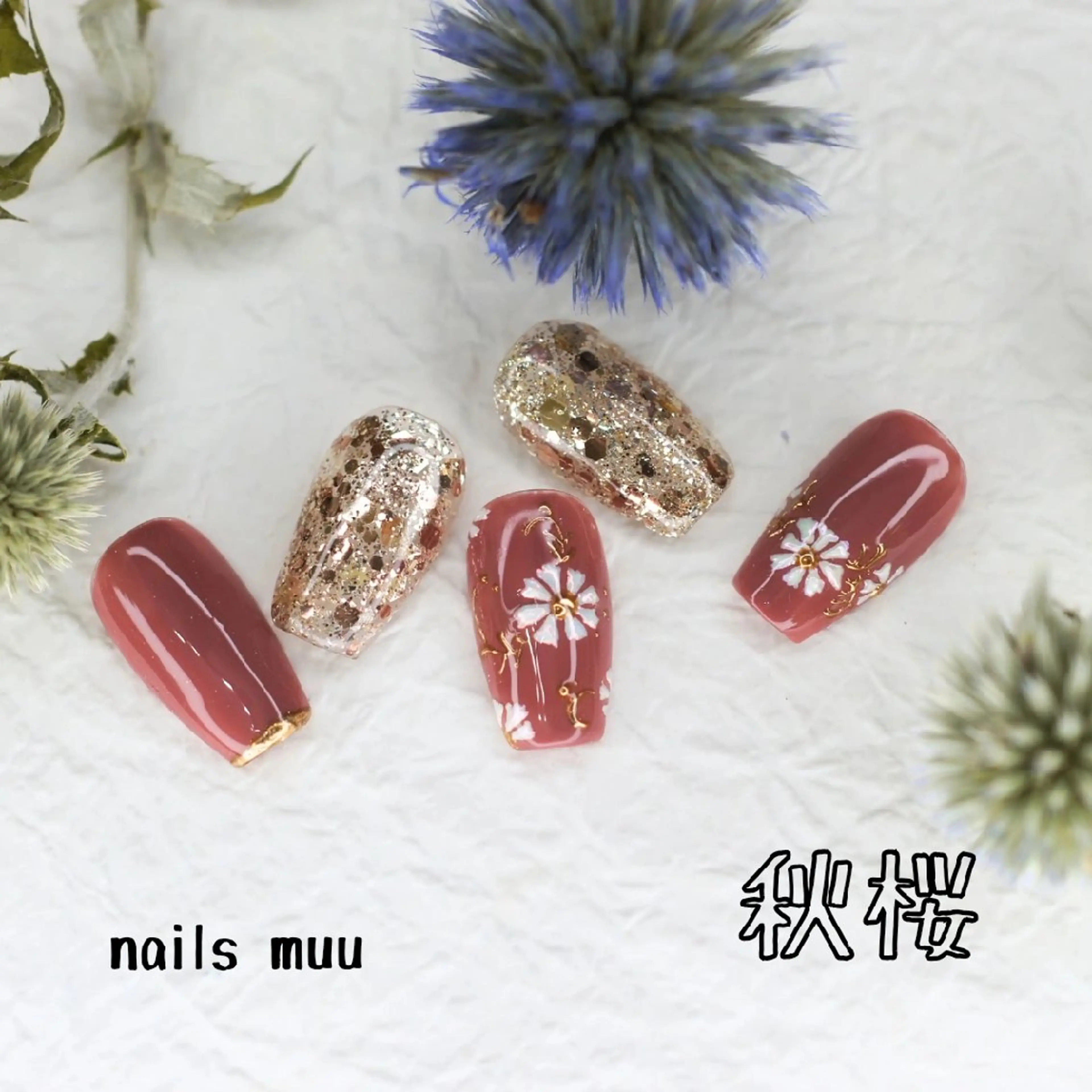 ネイル アートネイル 桜ネイル フラワーネイル ぷっくりネイル nails muu まゆのネイルデザイン