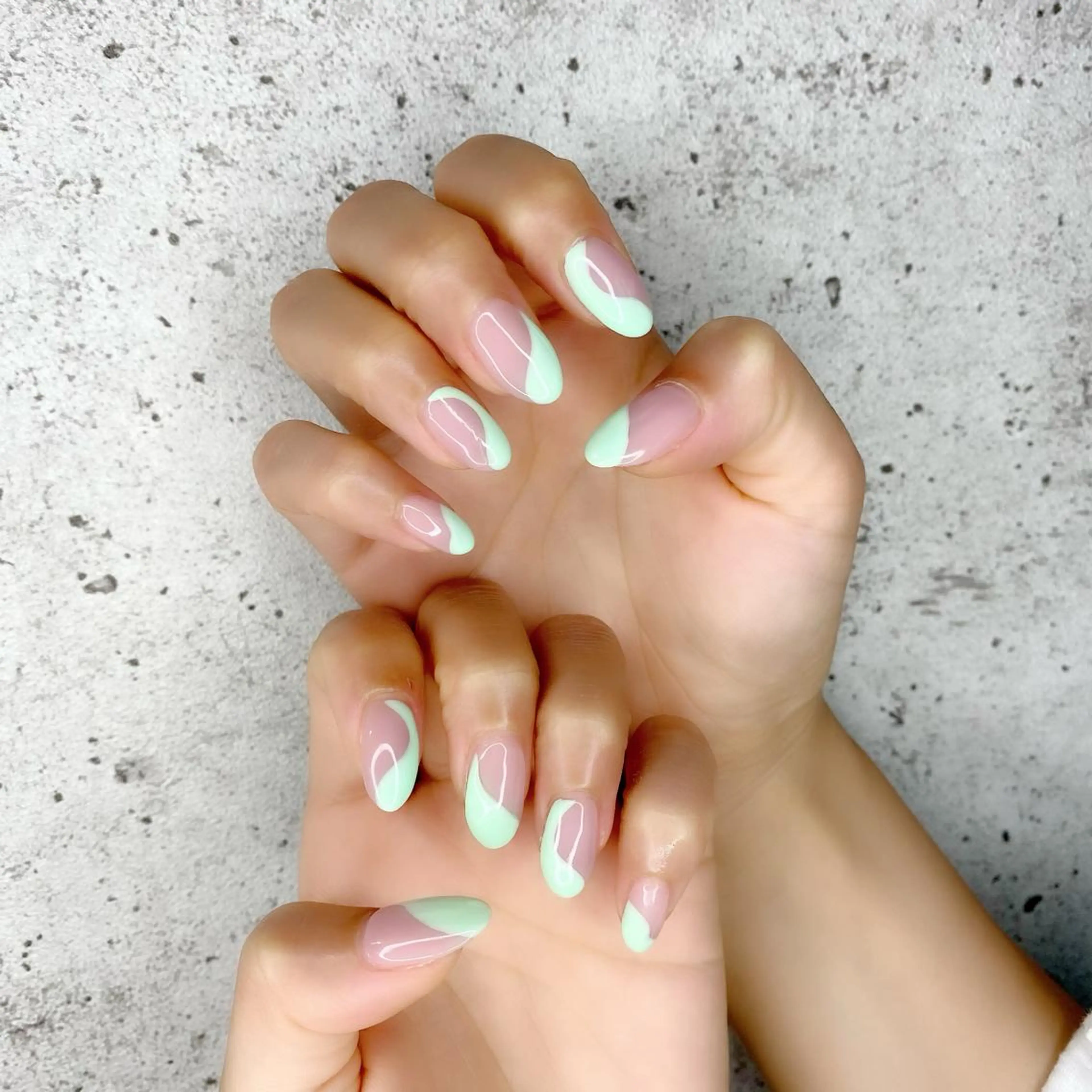 セミロング カラー パーマ ヘアアレンジ メンズ キッズ ネイル マツエク・マツパ グリーン パステルネイル 夏ネイル ハンドネイル Salon Ｋのネイルデザイン