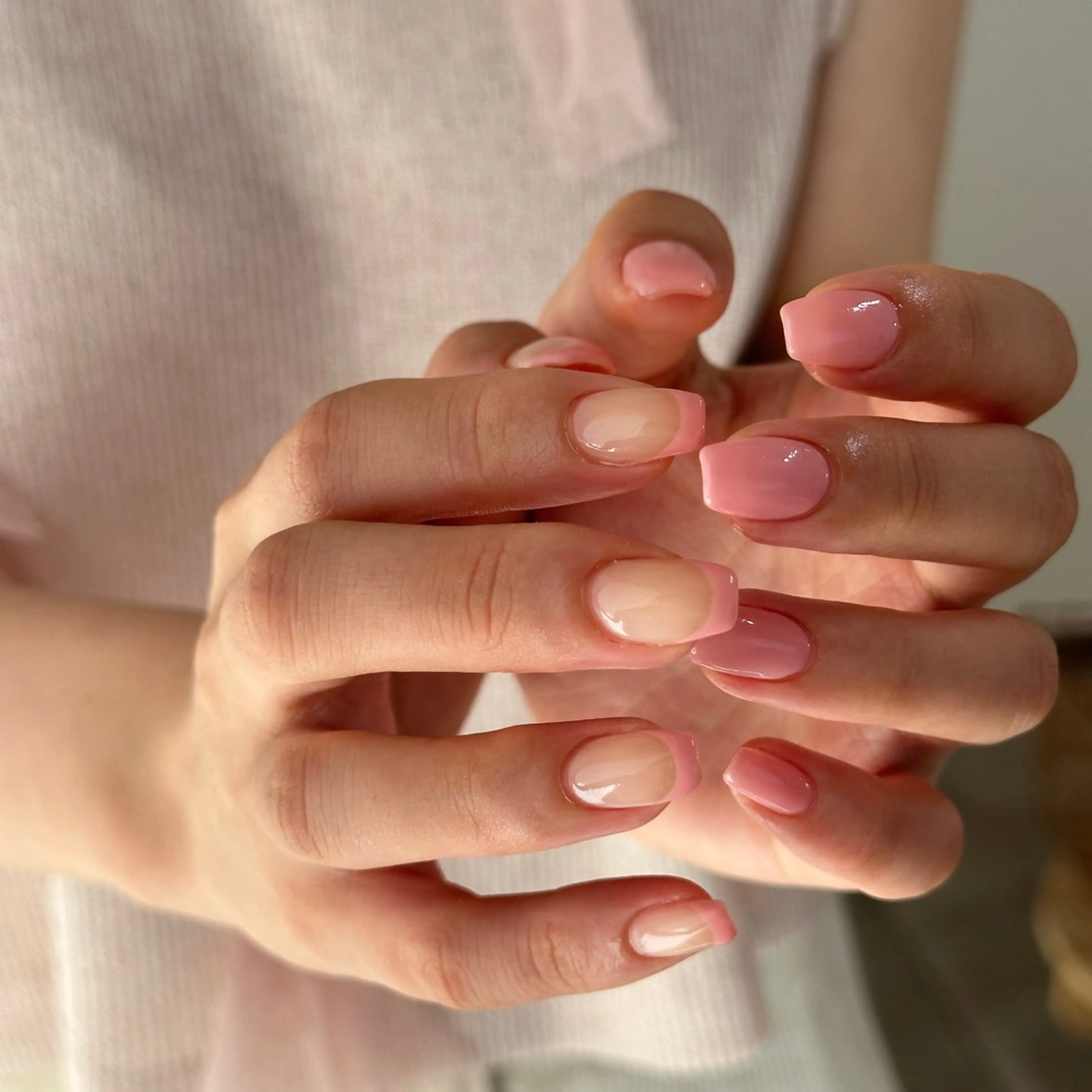 ネイル フレンチネイル ピンク ハンドネイル nail salon Cyaanのネイルデザイン