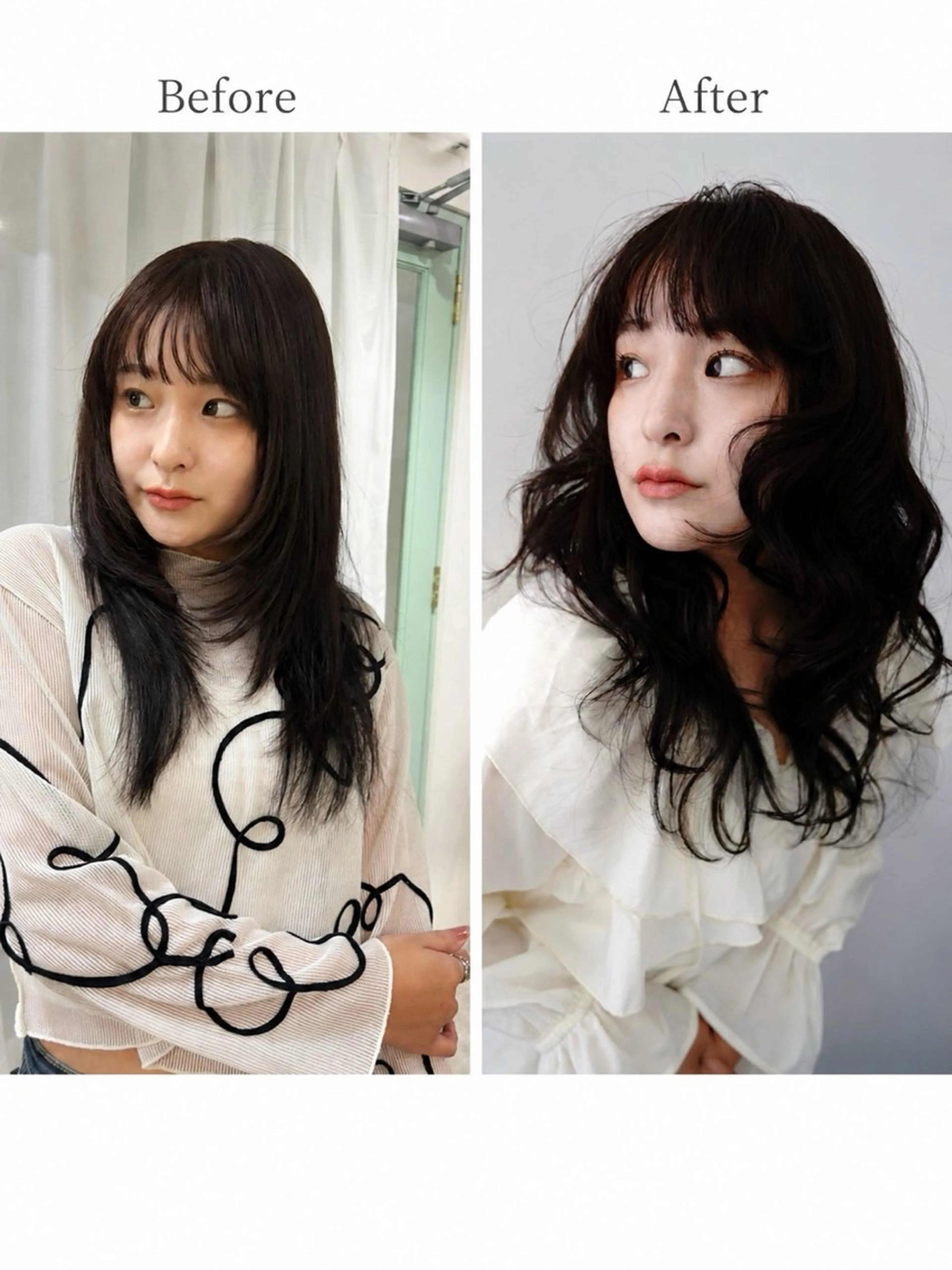 ミディアム レイヤーカット カット ヘアカラー トリートメント 大山 茶子のヘアスタイル