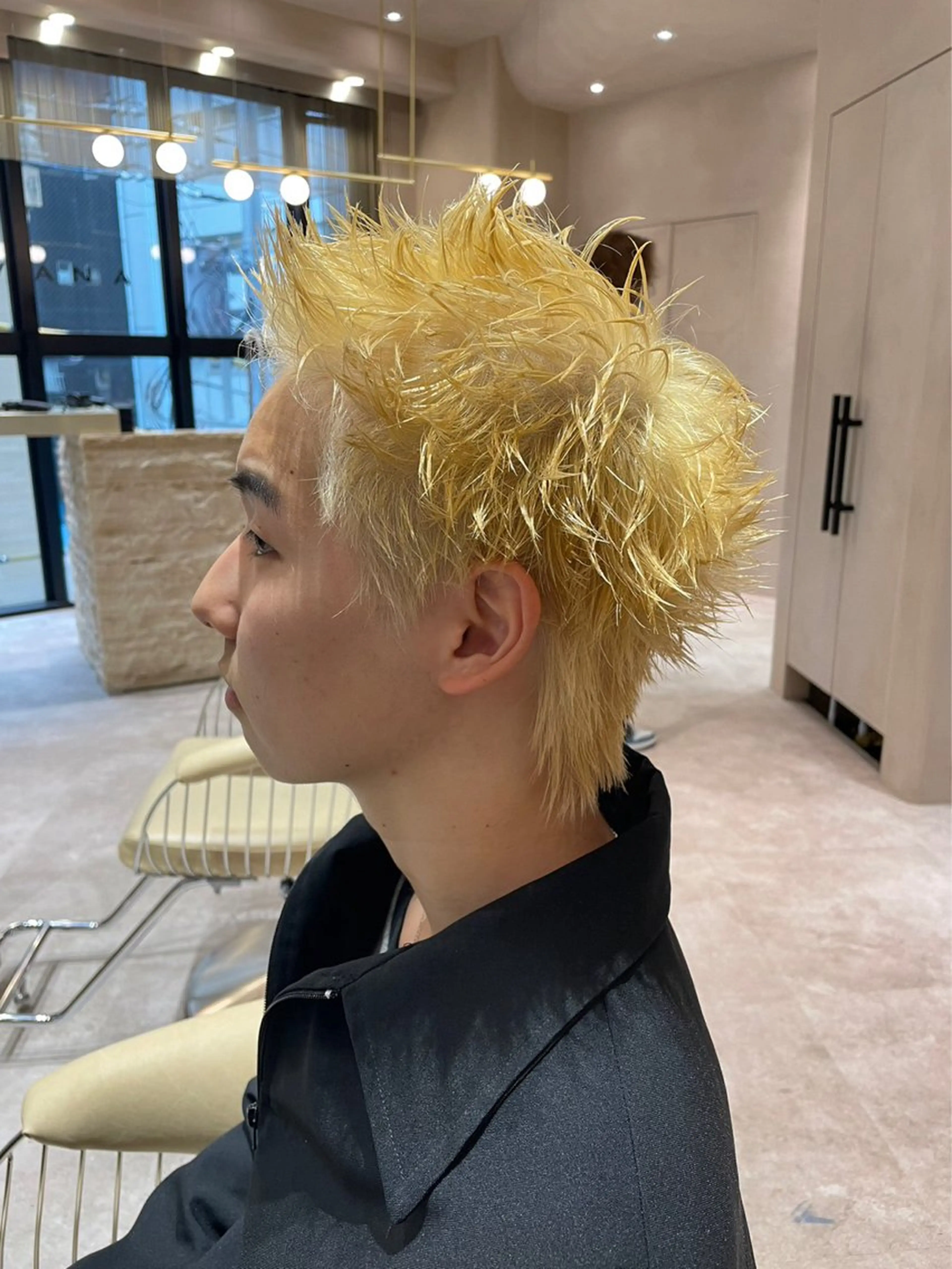 ショート カラー メンズ ヘアカラー メンズショート/ピン パーマ/新宿/フウガのヘアスタイル