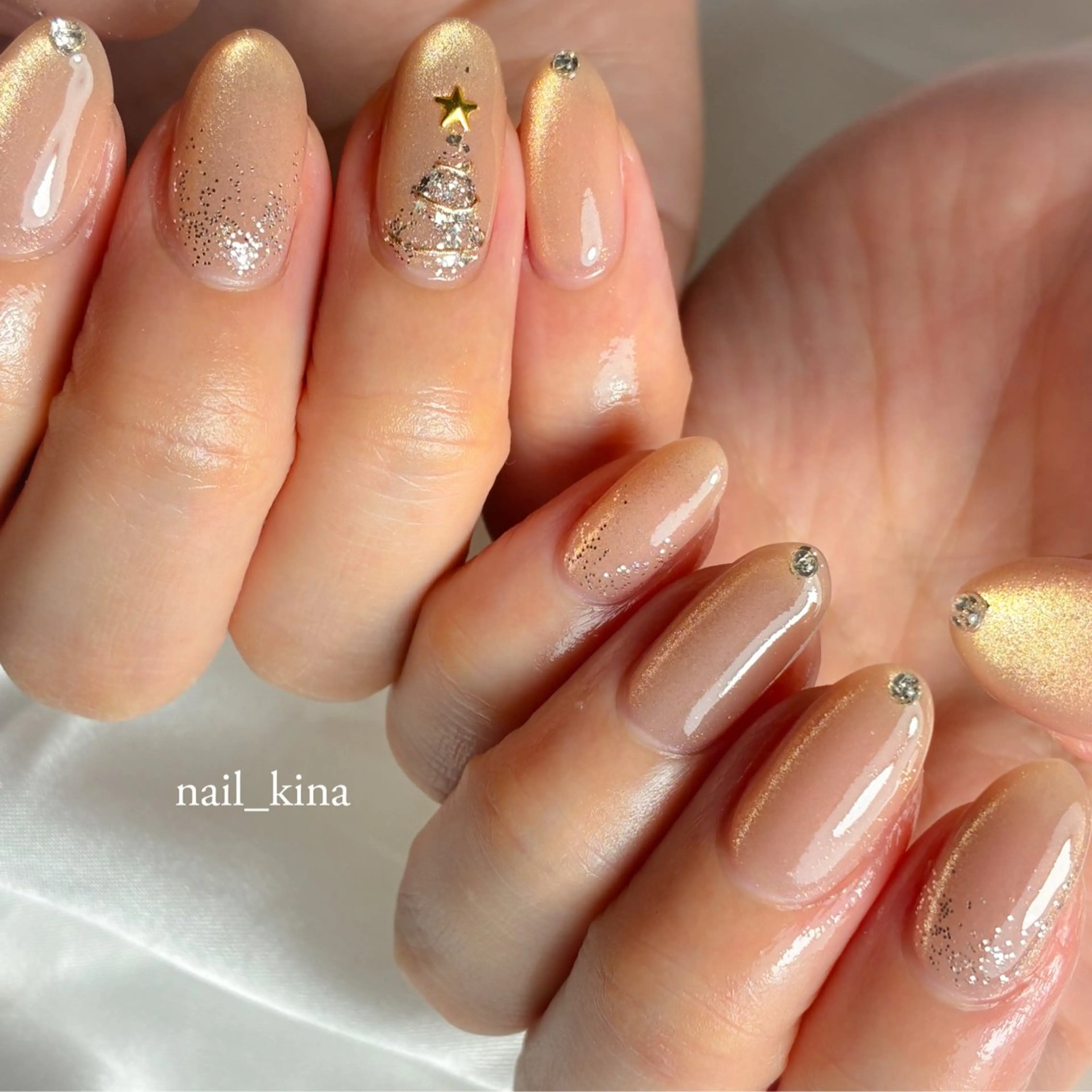 ネイル ジェルネイル マグネットネイル パラジェル 冬ネイル クリスマス nail_ kinaのネイルデザイン