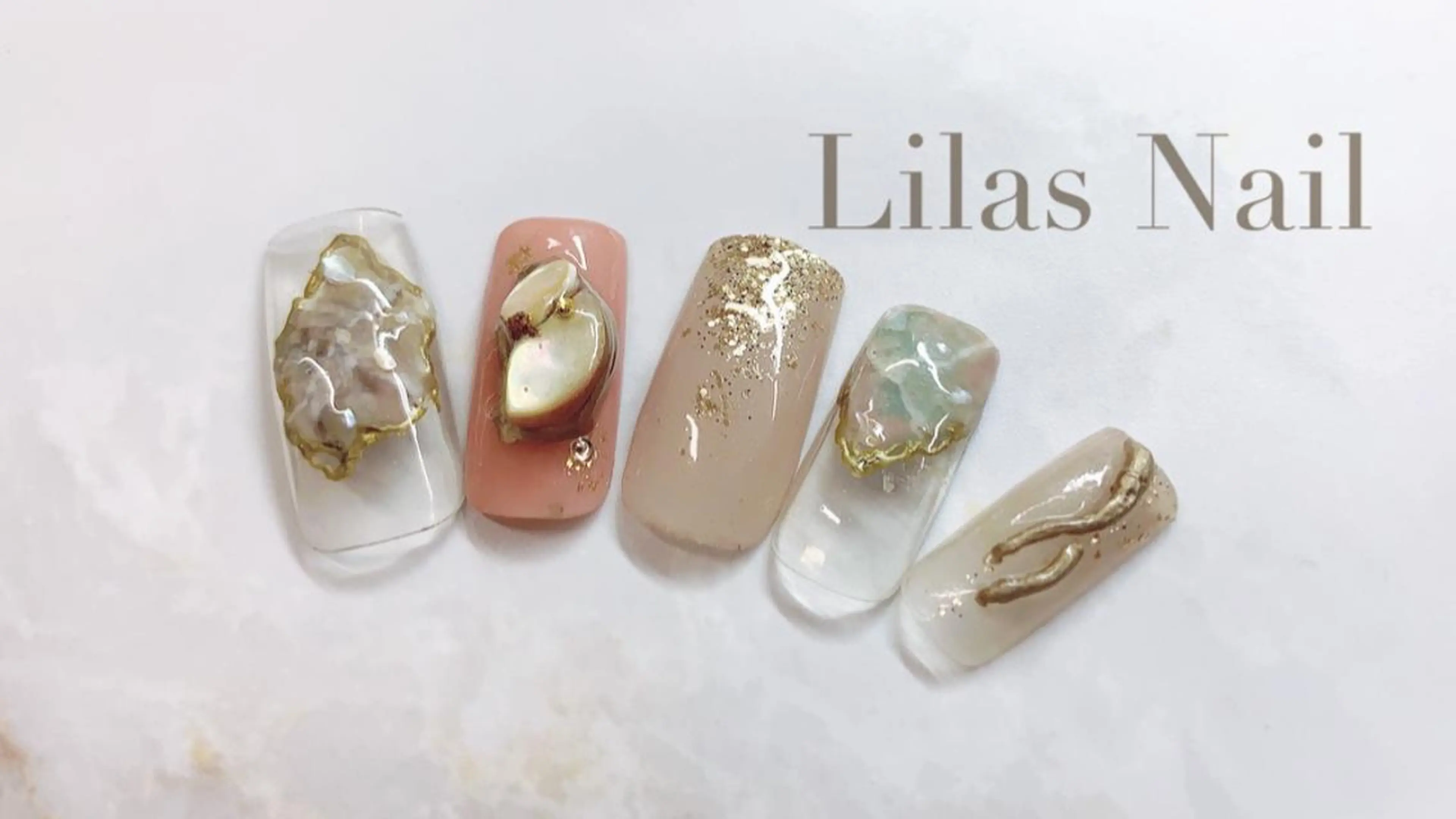 ネイル ジェルネイル ハードジェル ラメ(グリッター) ロングネイル 大理石ネイル(マーブル) Lilas Nailのネイルデザイン