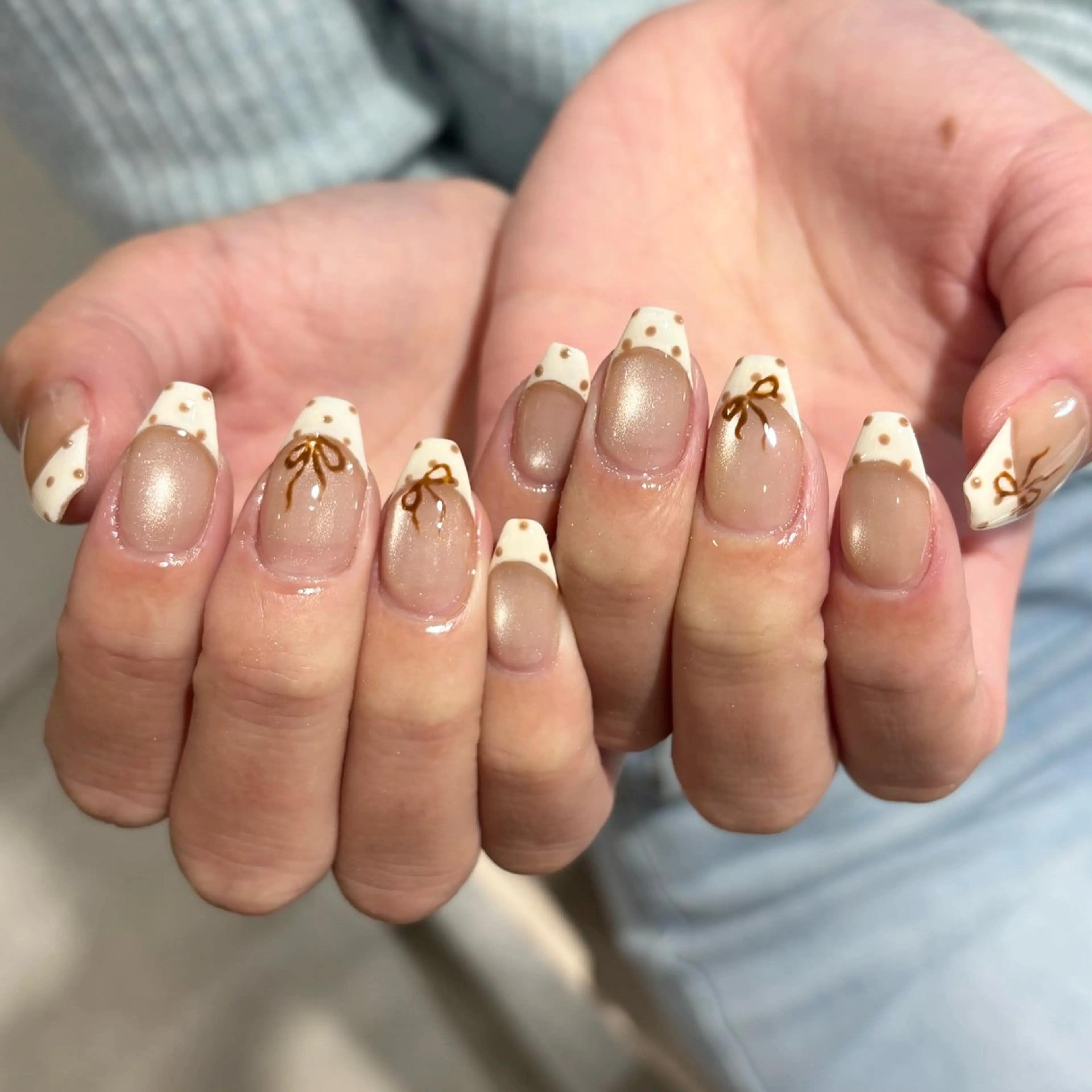 ネイル フレンチネイル 持ち込み リボン モデル様募集中♡ Kokomi🍮のネイルデザイン