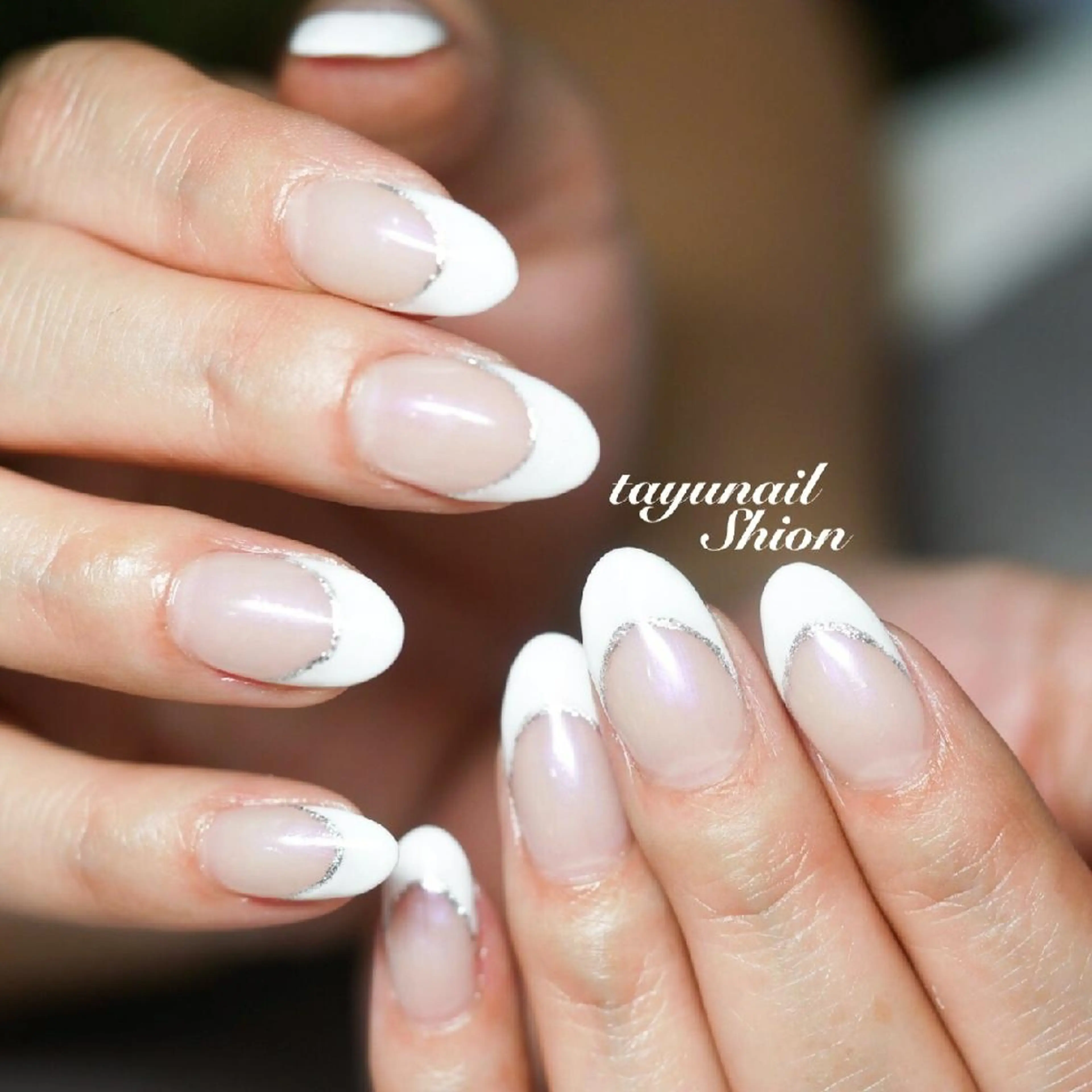 ネイル ブルー フレンチネイル ジェルネイル ロングネイル パラジェル ネイルサロン 【たゆnail】のネイルデザイン