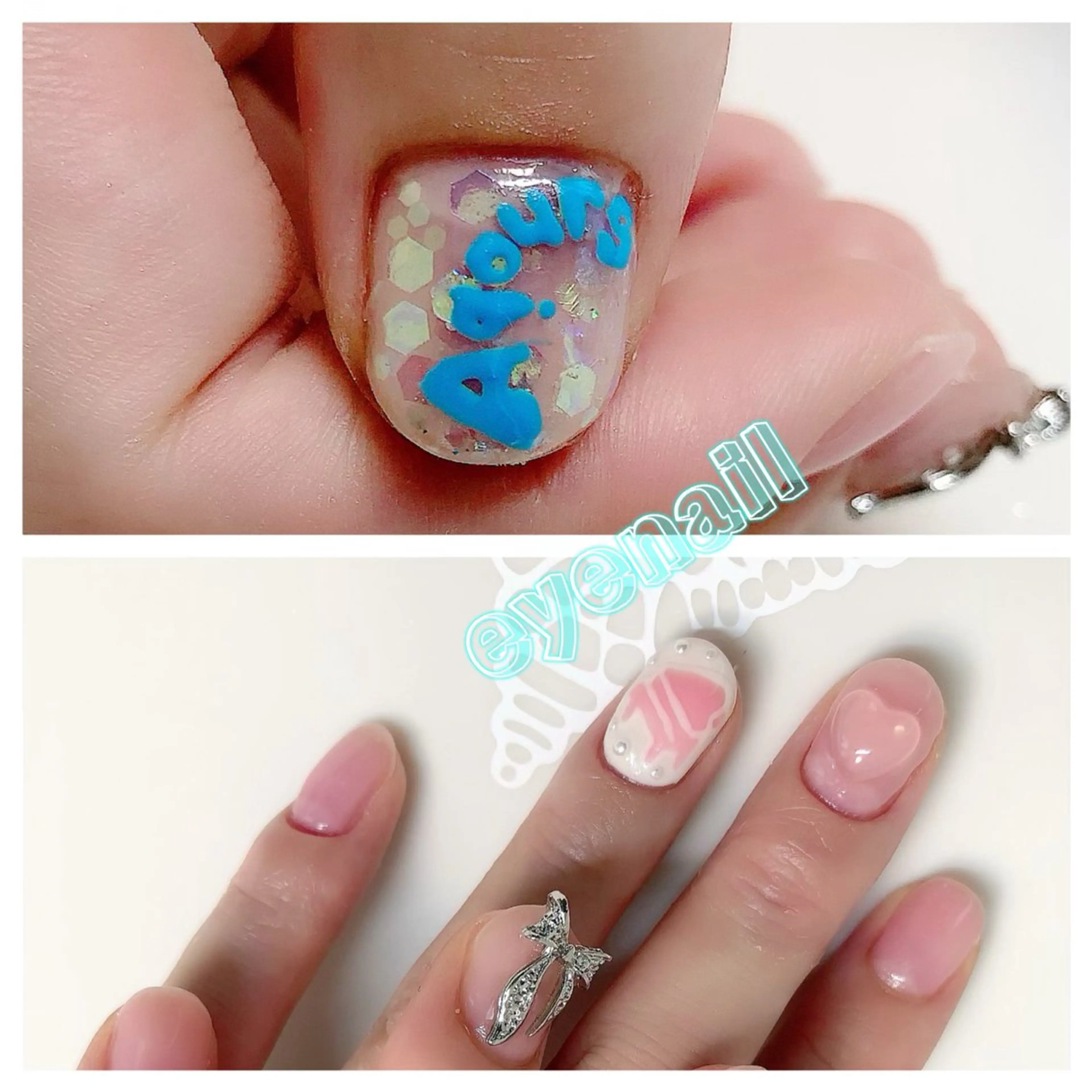 ネイル アートネイル 桜ネイル クリアネイル ジェルネイル ハート ハンドネイル Eye nailのネイルデザイン