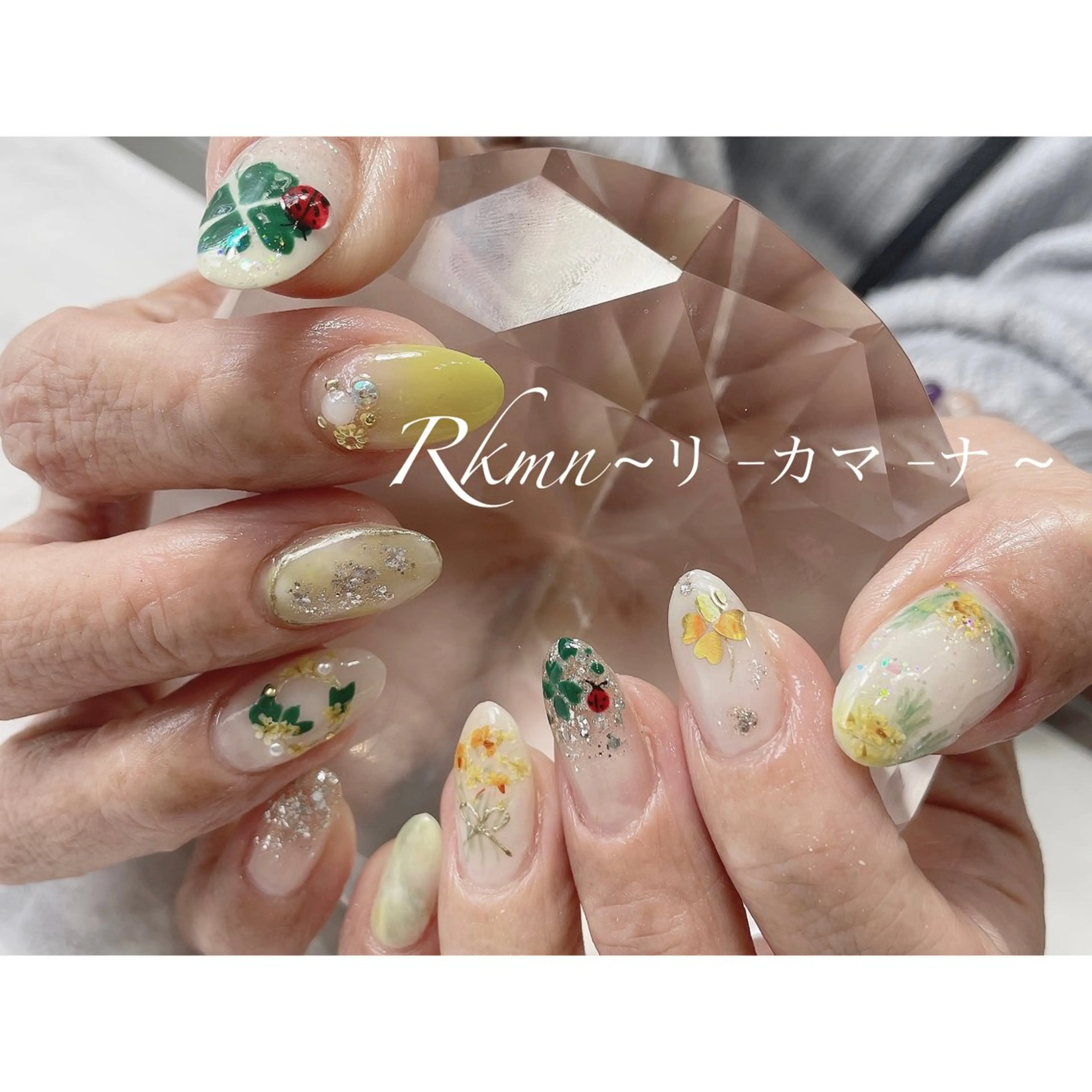 ネイル アートネイル フラワーネイル 春ネイル ハンドネイル フットネイル ハンドケア Rkmn ~リ-カマ-ナ~のネイルデザイン