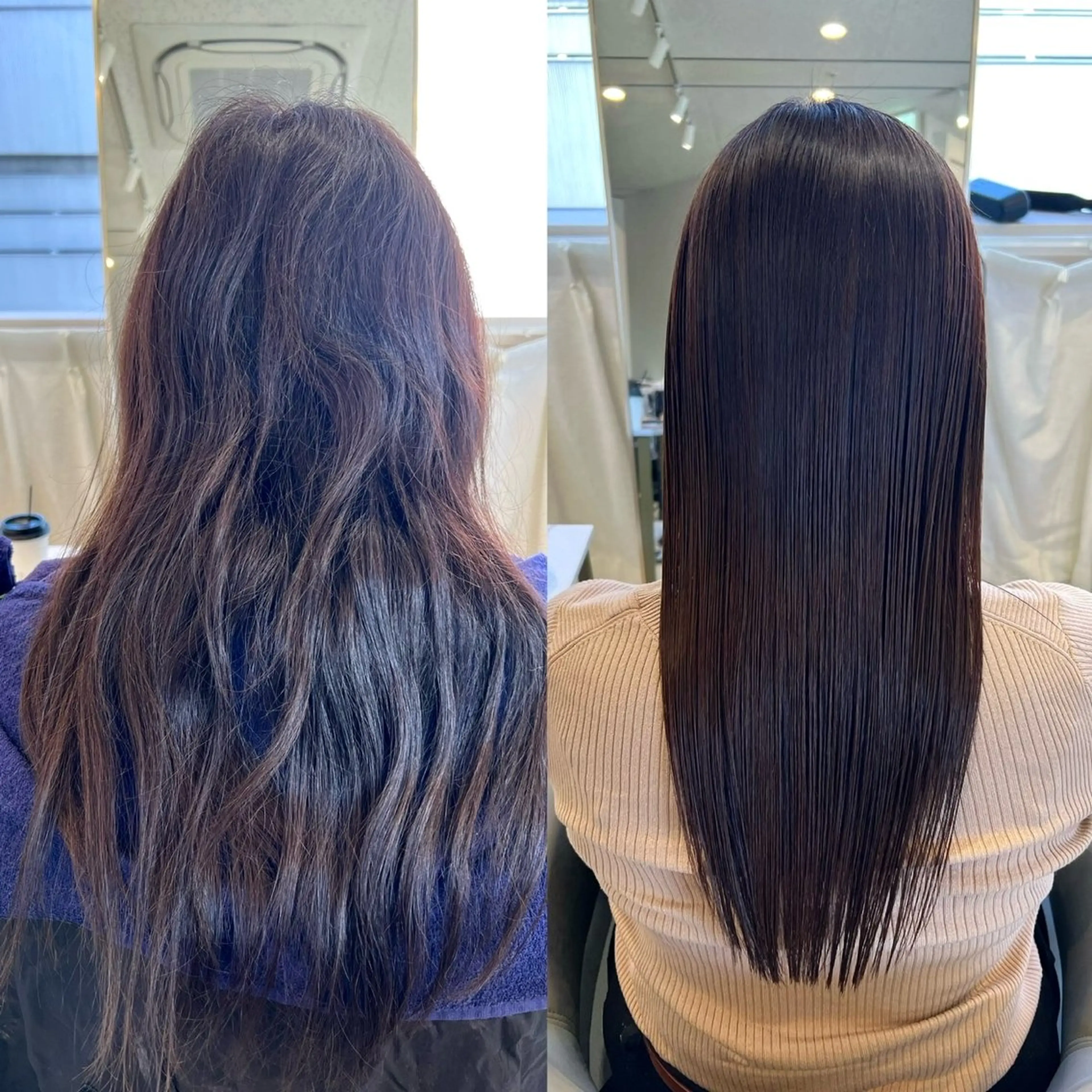 ロング パーマ ストレートパーマ ミレイ/ミルクティー カラー/梅田美容室のヘアスタイル