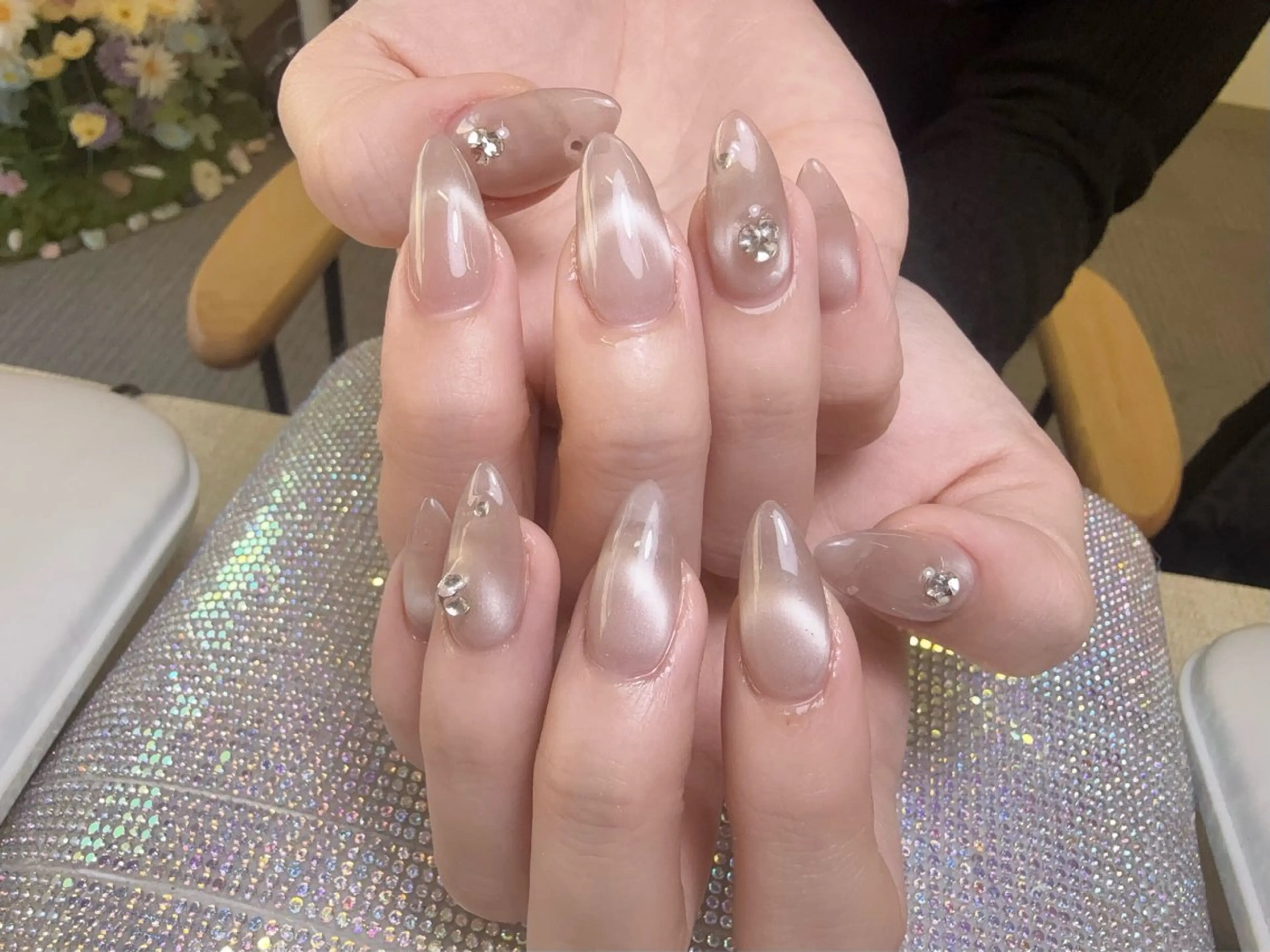 ネイル オーロラネイル チークネイル 長さ出し フットネイル フレンチネイル ハンドネイル Yu  Ki ネイルのネイルデザイン