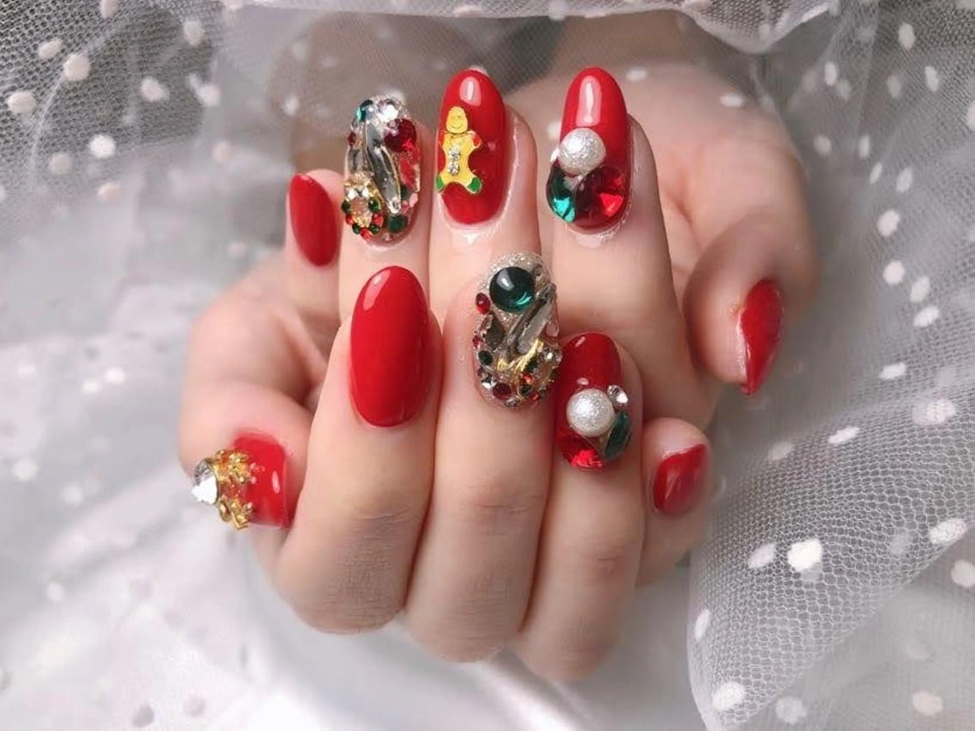 ネイル ジェルネイル マグネットネイル パラジェル 冬ネイル クリスマス フットネイル GREEM グリームのネイルデザイン