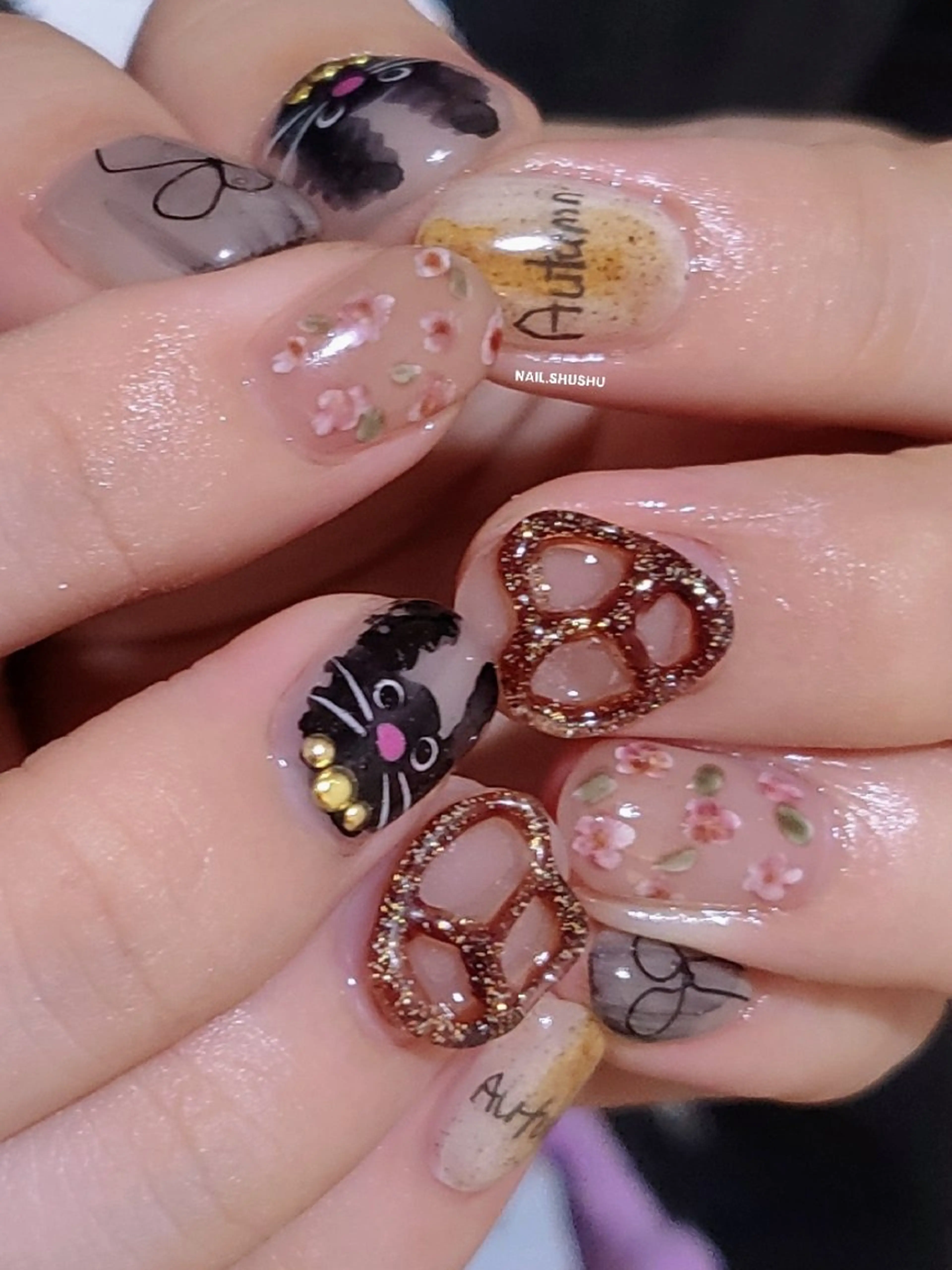 ネイル ハンドネイル 3dパーツ/流行り 👧shushu❤️のネイルデザイン