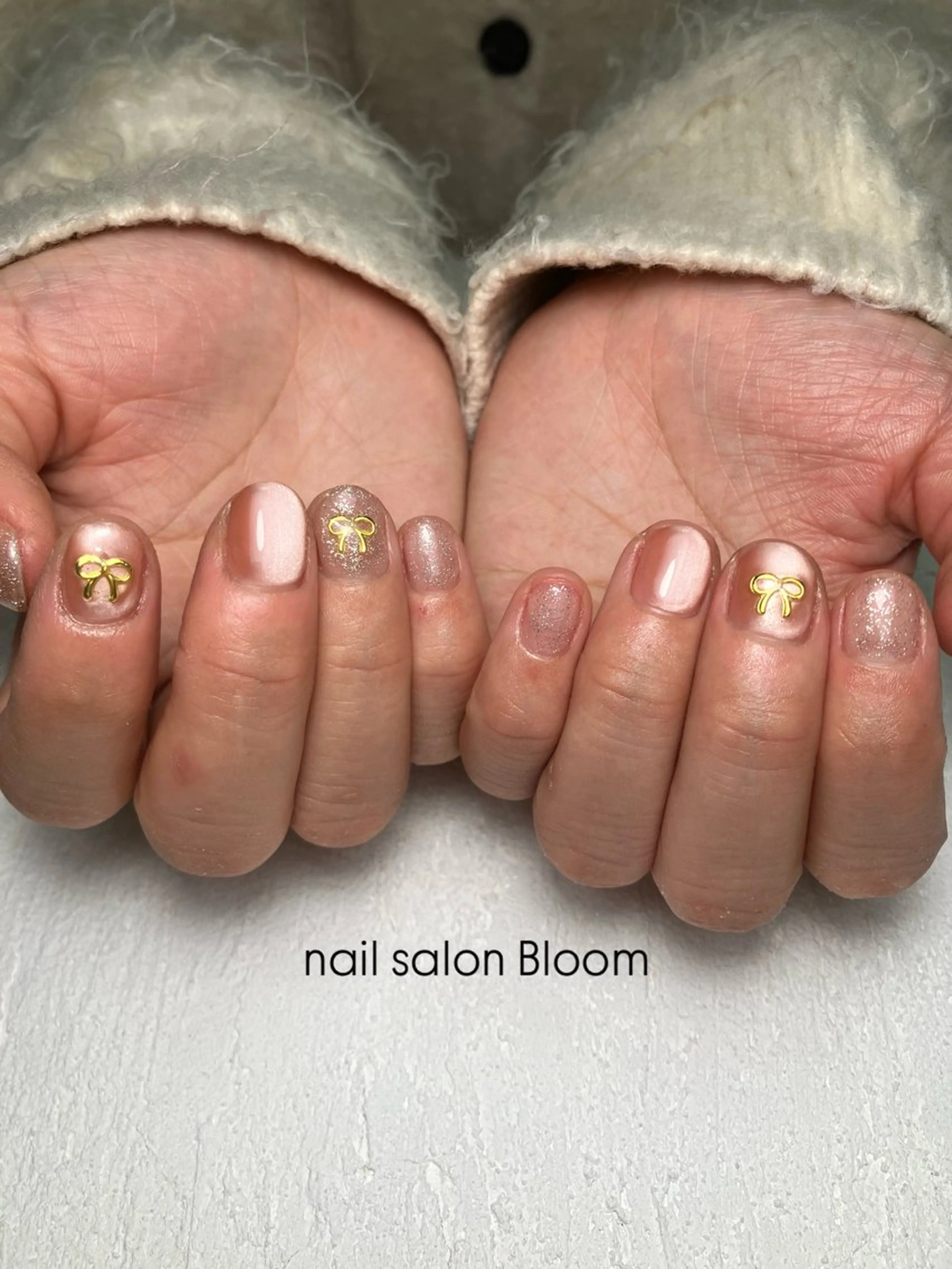 ネイル アートネイル リボン 自宅サロンBloom 橋本のネイルデザイン