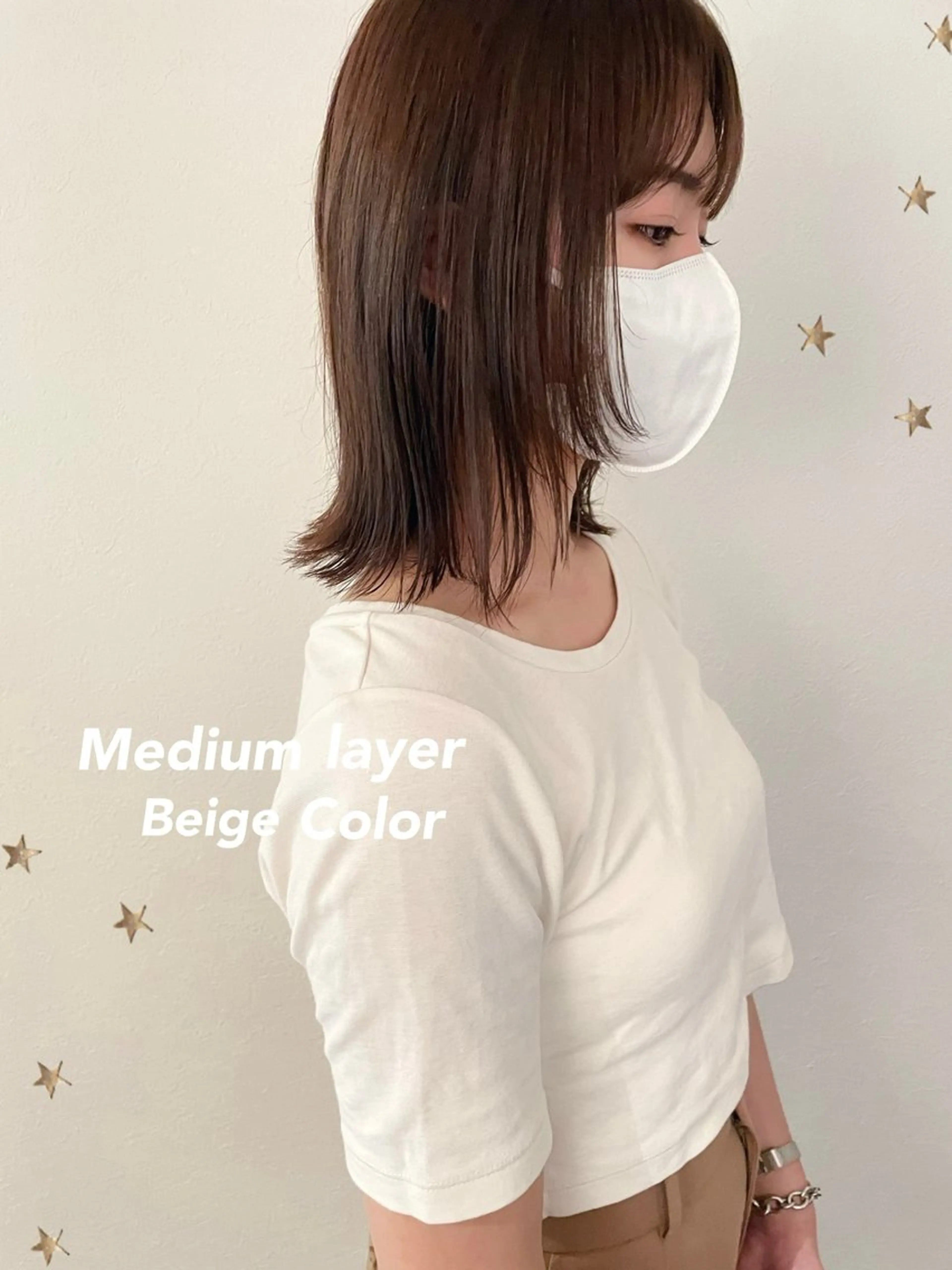 ミディアム カラー カット ヘアカラー 市川 千夏のヘアスタイル