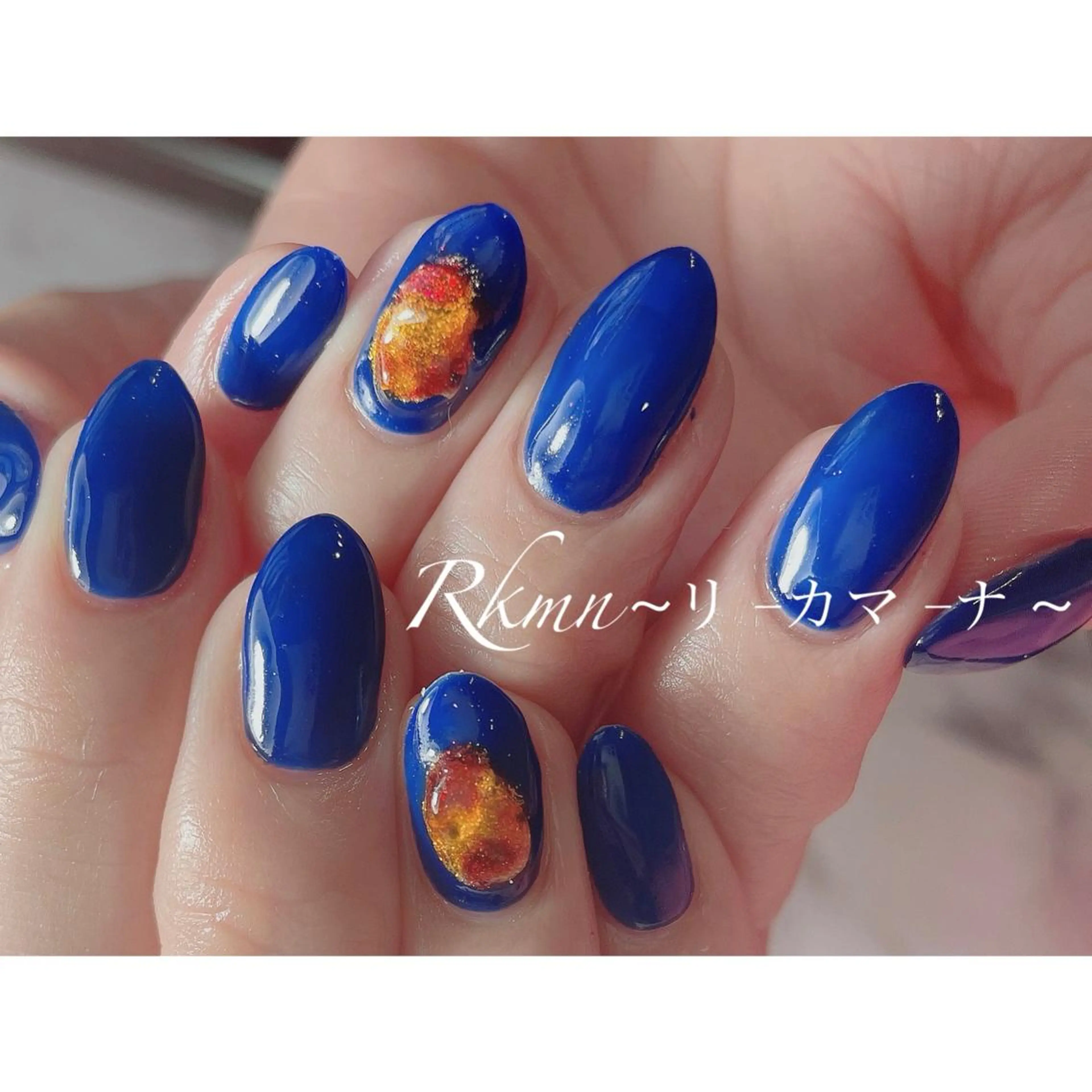 ネイル アートネイル べっ甲ネイル ネイビー ワンカラーネイル 春ネイル ハンドネイル フットネイル ハンドケア Rkmn ~リ-カマ-ナ~のネイルデザイン