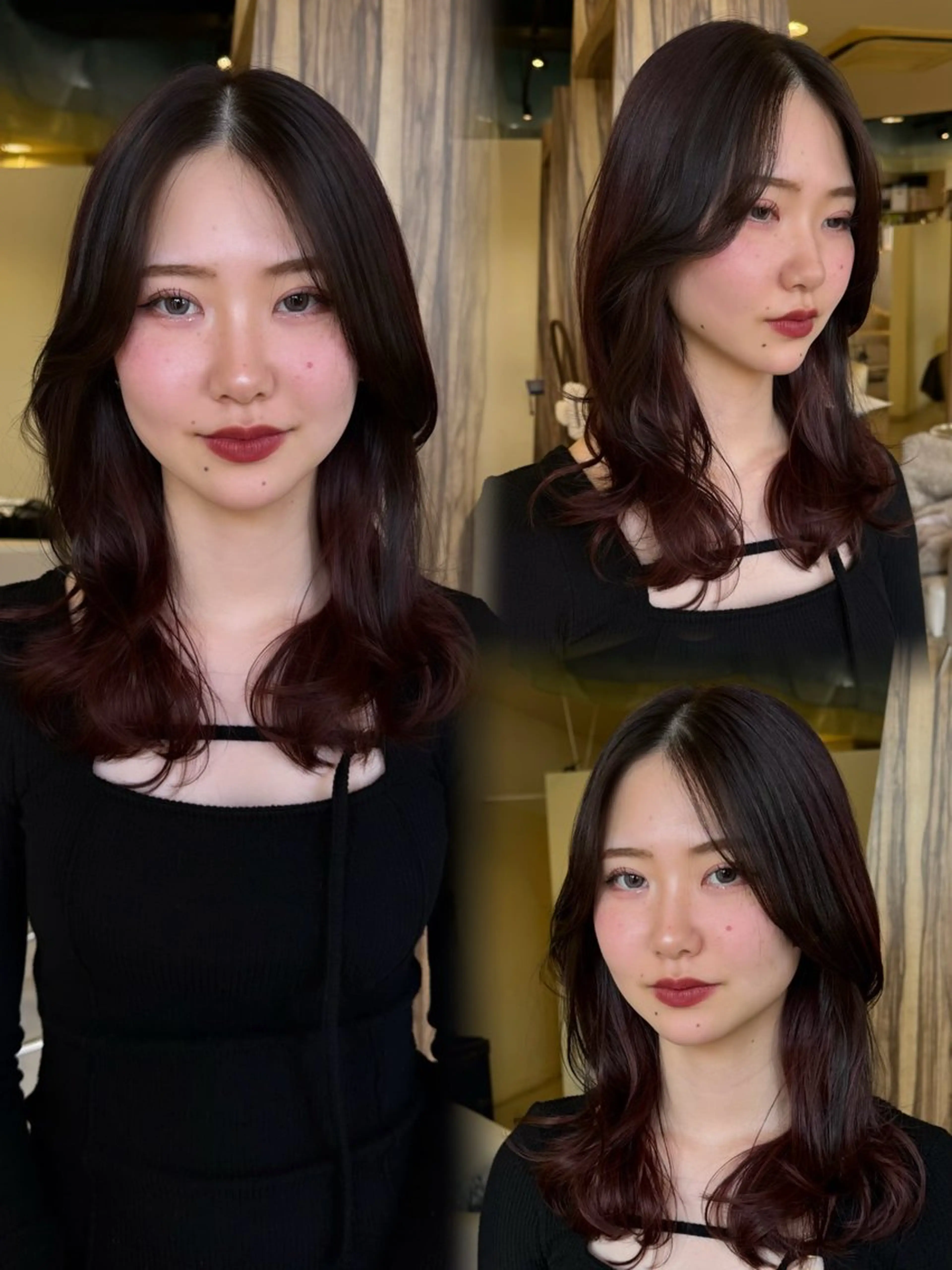 ミディアム カット ヘアカラー トリートメント レイヤーカット/ 艶カラー/YUKAのヘアスタイル