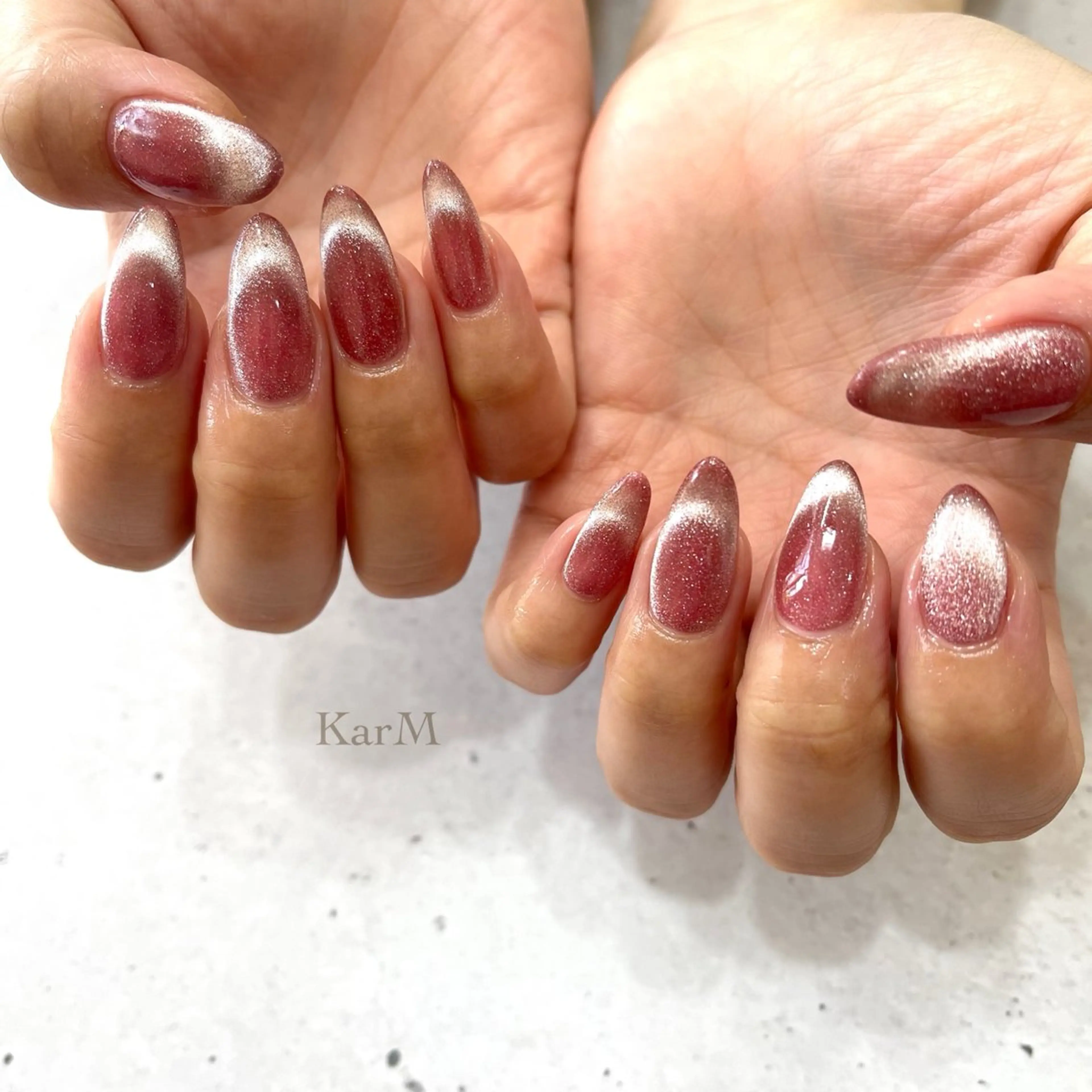 ネイル オーロラネイル チークネイル フラッシュネイル フレンチネイル グラデーション ハンドネイル ogino karinのネイルデザイン