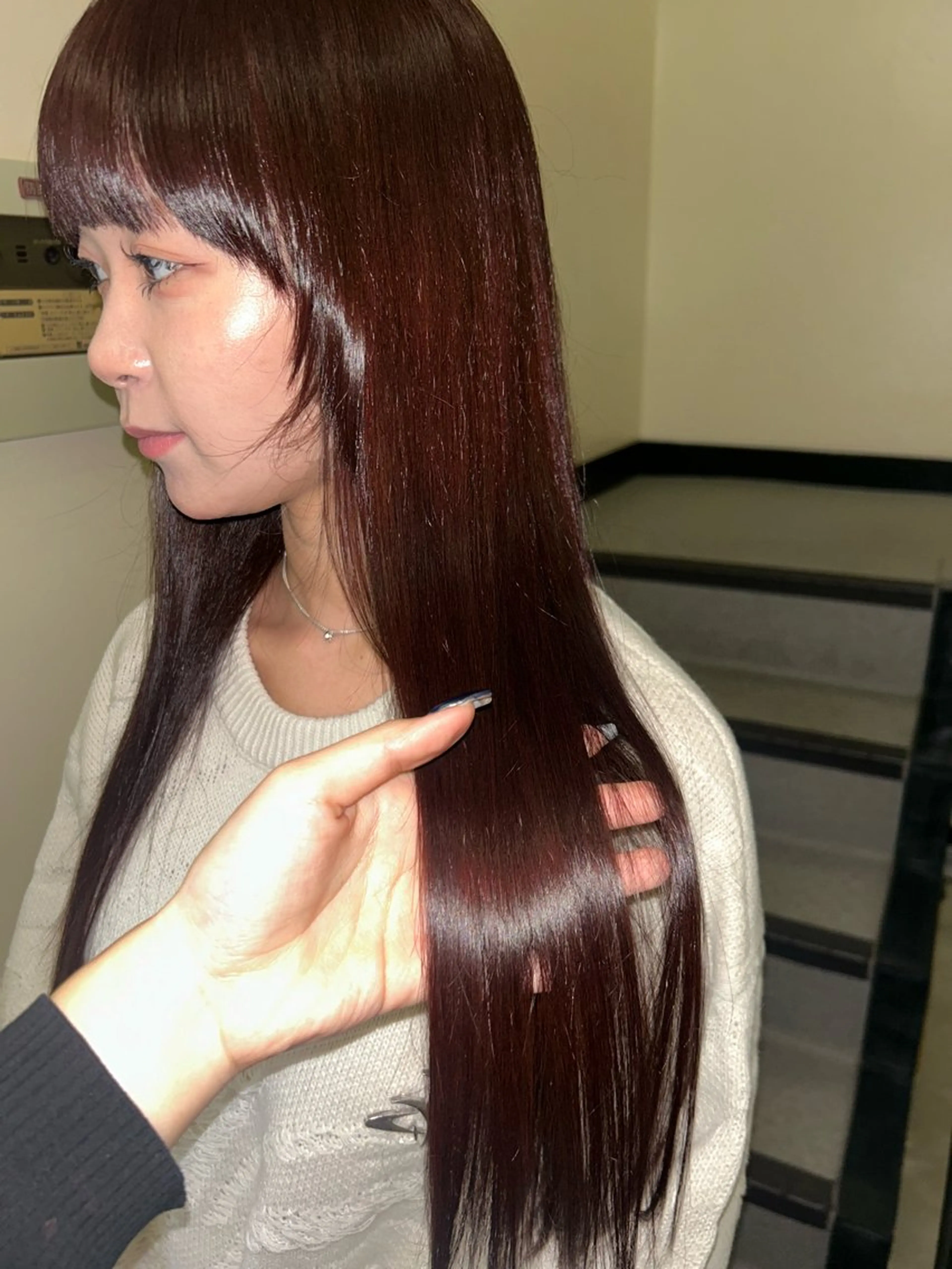 ロング カラー ブリーチ ダブルカラー ブリーチなしカラー ピンクカラー カット ヘアカラー トリートメント ☕️結【suii.】 ボブ/ヘアセット☕️のヘアスタイル