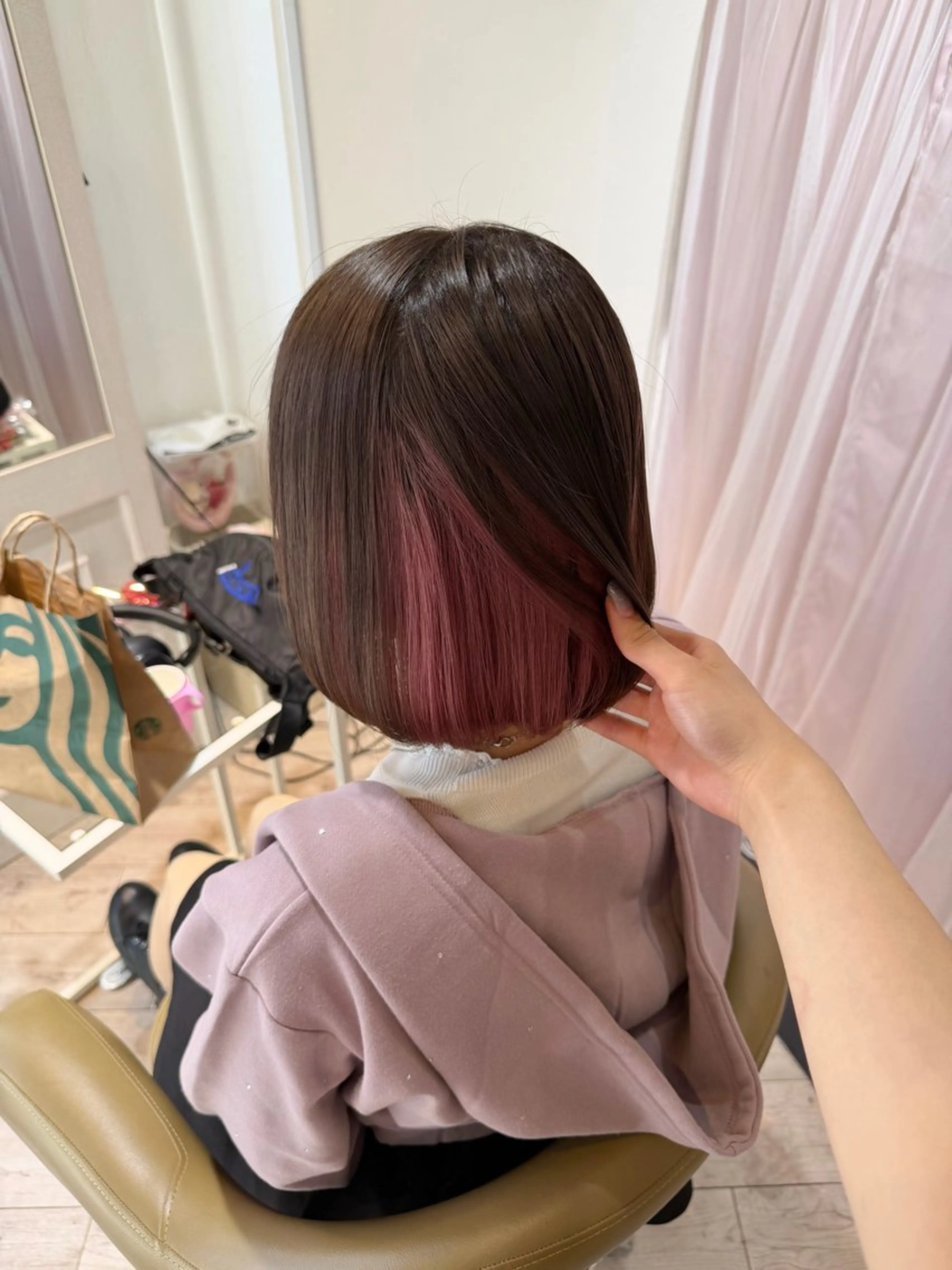 ショート カラー ブラウンカラー ピンクカラー ハイトーン/アレンジ かなで⊹ ࣪ ˖⟡のヘアスタイル