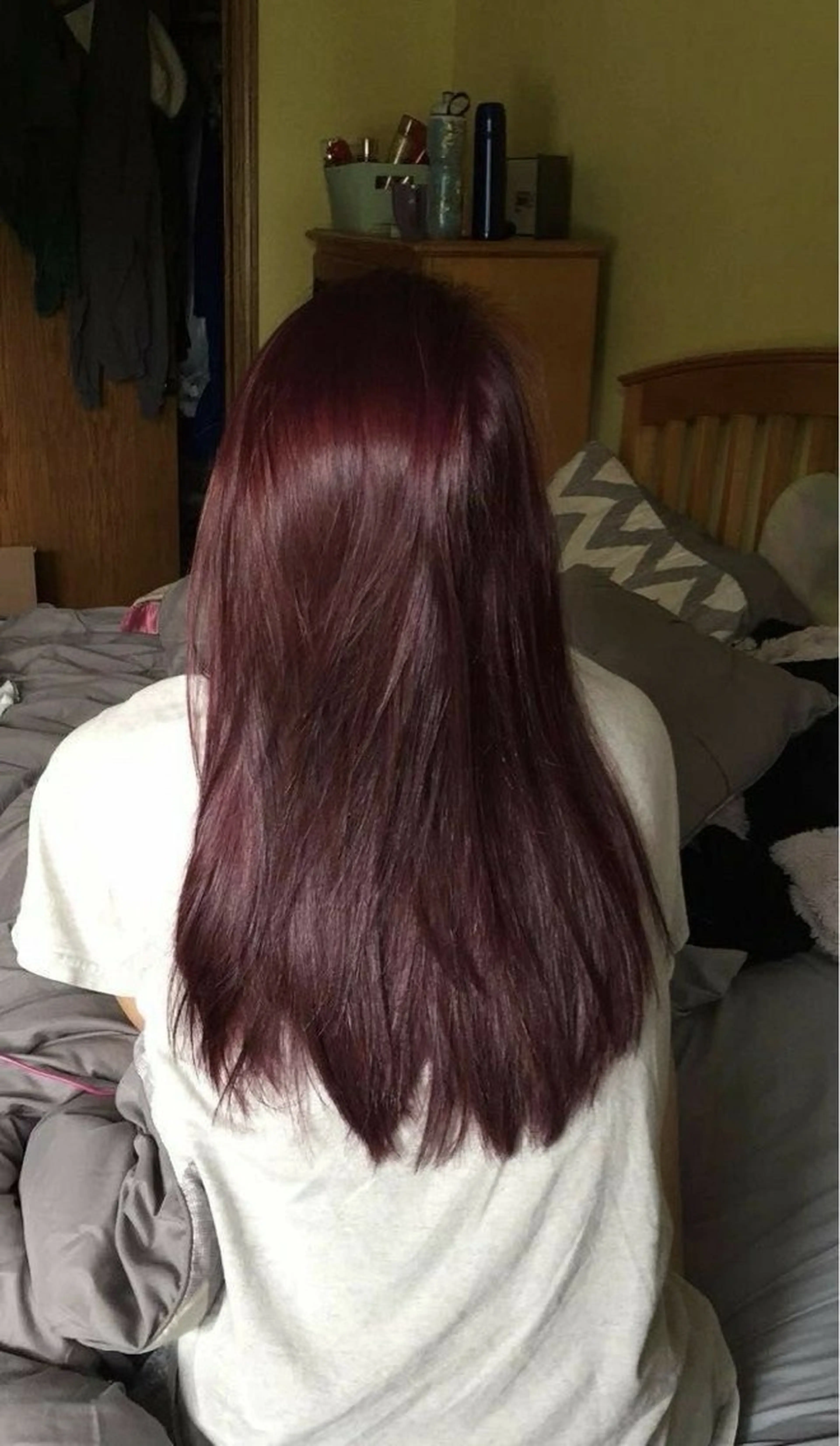 ロング カラー パーマ レッドカラー ✴︎UNU ✴︎モエカのヘアスタイル