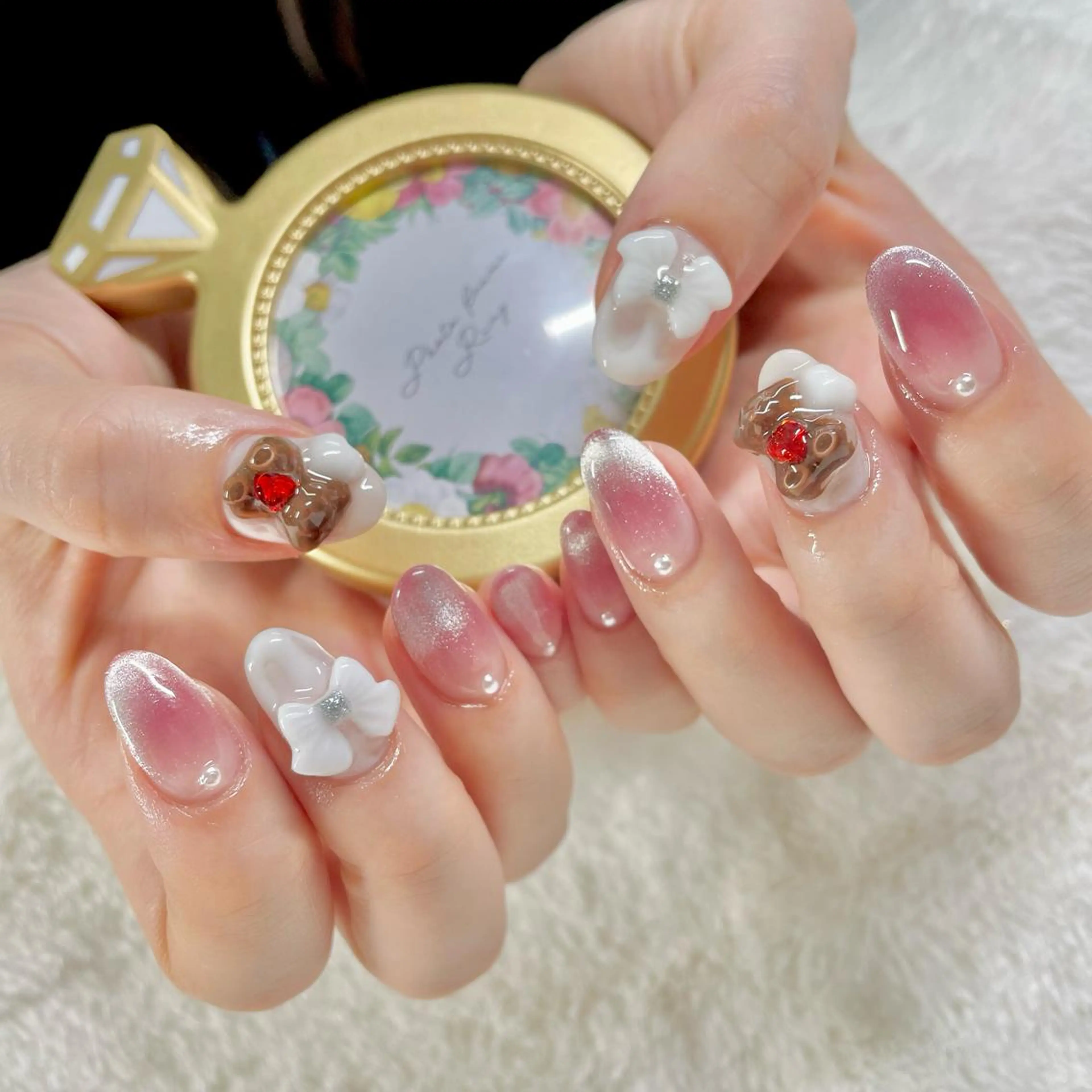 ネイル ジェルネイル ハート リボン J terrace Nailのネイルデザイン