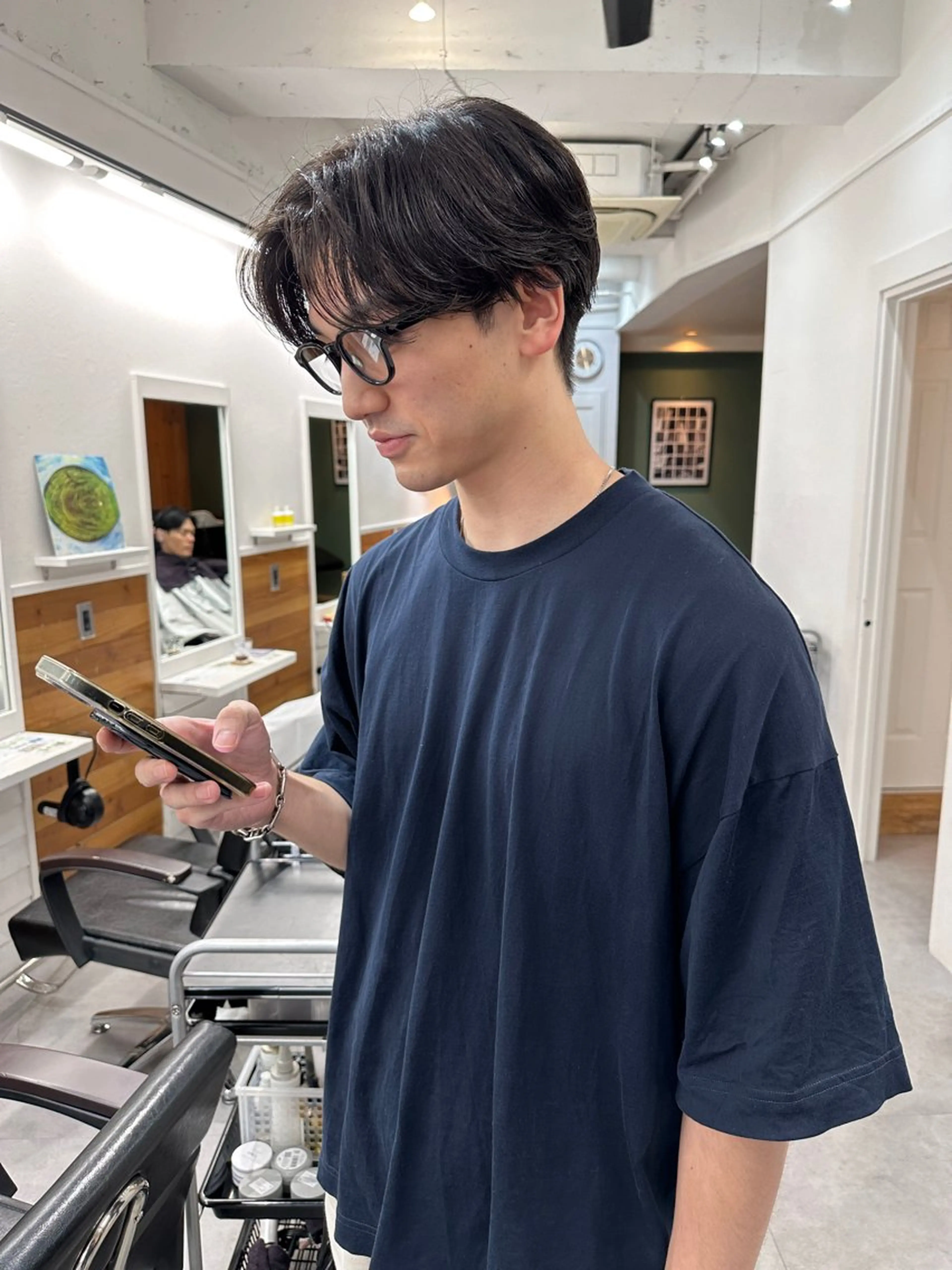 ミディアム パーマ メンズ カット グランジヘア 無造作ヘアHYUGAのヘアスタイル