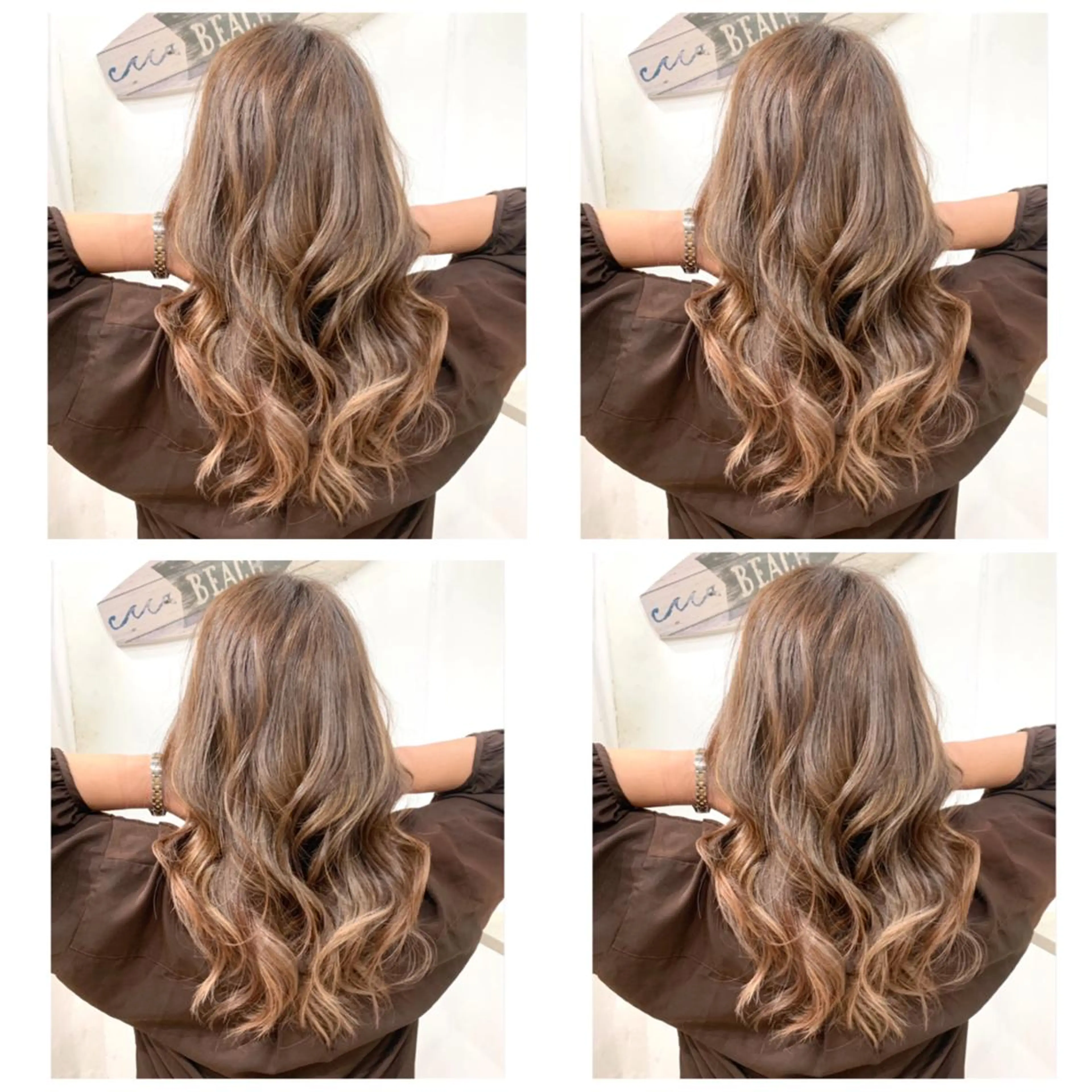 セミロング カラー アッシュ バレイヤージュ ブリーチ デザインカラー グレージュ カット ヘアカラー トリートメント 京都大人女性ショート 徒歩1分/秋山のヘアスタイル