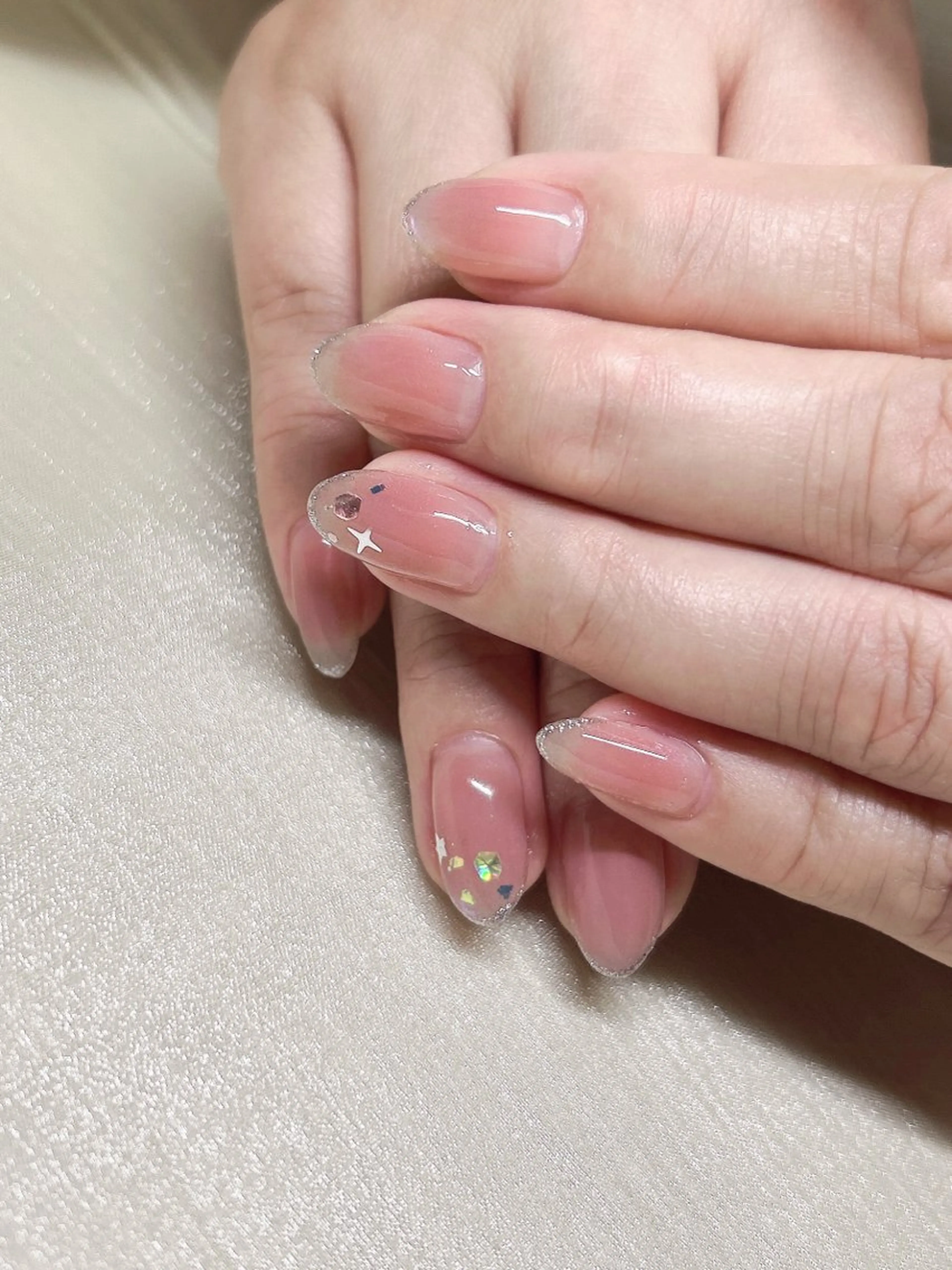 ネイル フレンチネイル マグネットネイル 春ネイル ストーンネイル LUKA NAILのネイルデザイン