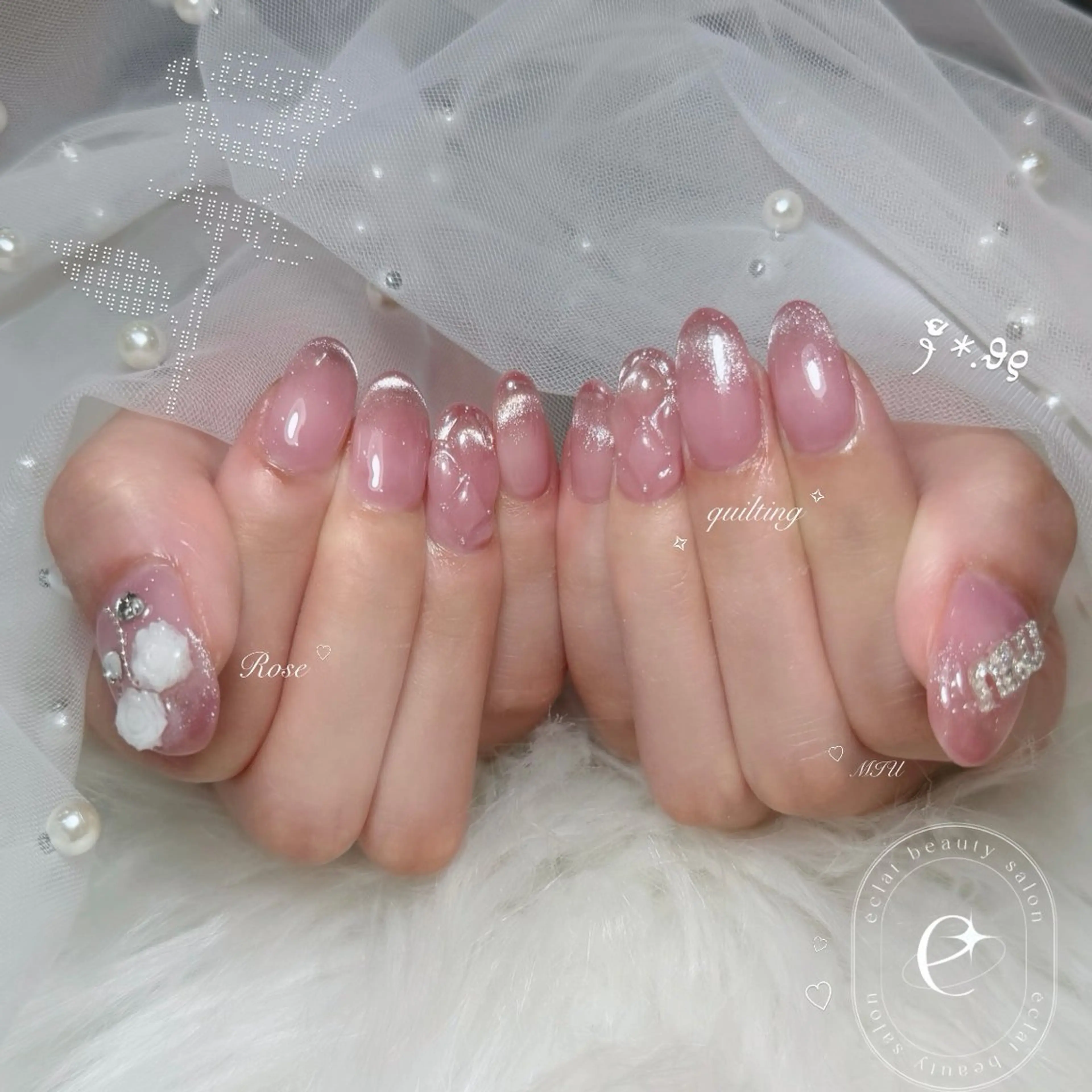 ネイル ピンク 春ネイル ワンホンネイル eclat Kaedeのネイルデザイン