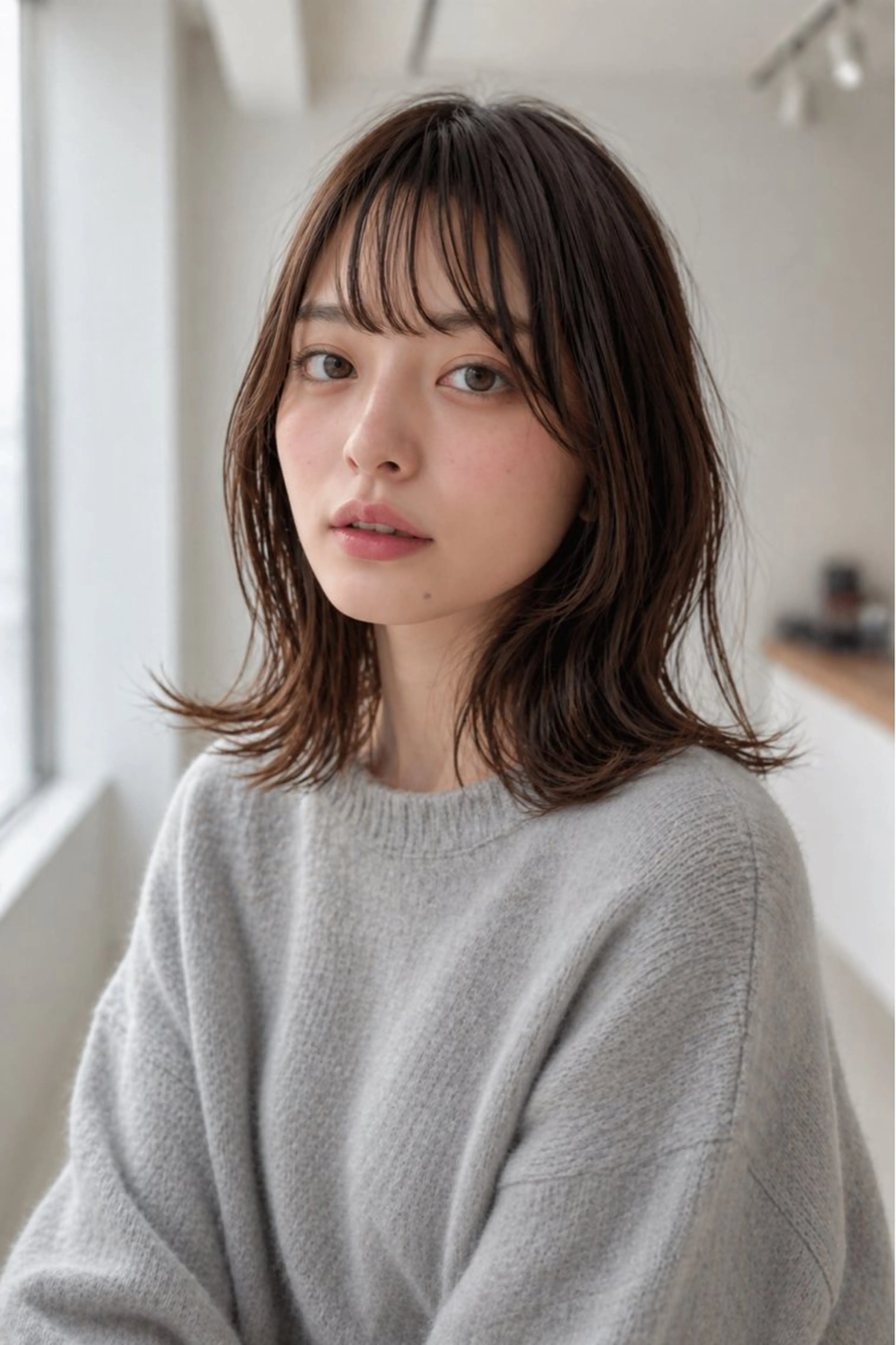 ミディアム ショートボブ ボブ ハイライト 髪質改善 レイヤーカット カット ヘアカラー 松谷 圭のヘアスタイル