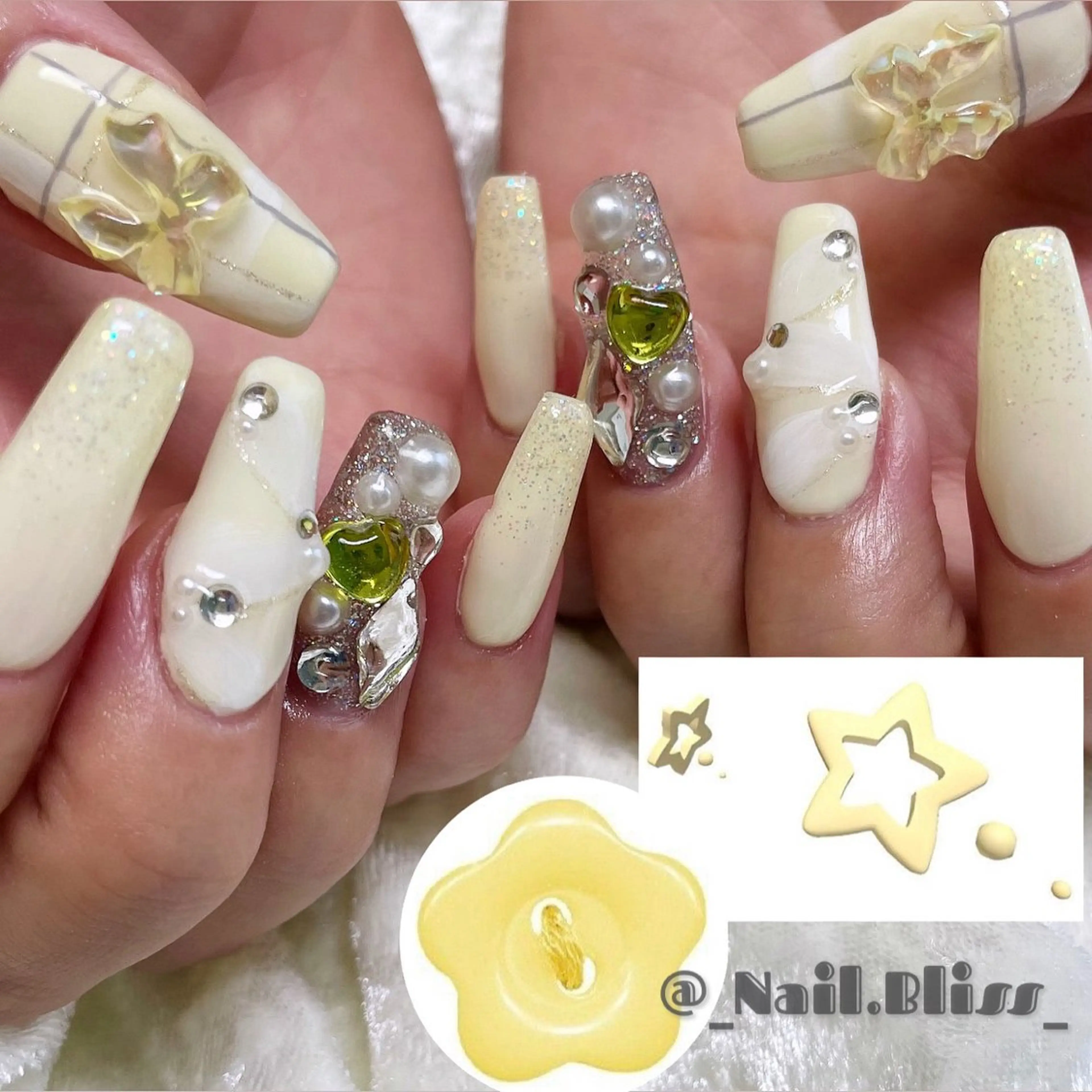 ネイル ハート 黄色 ハンドネイル NAIL BLISSのネイルデザイン