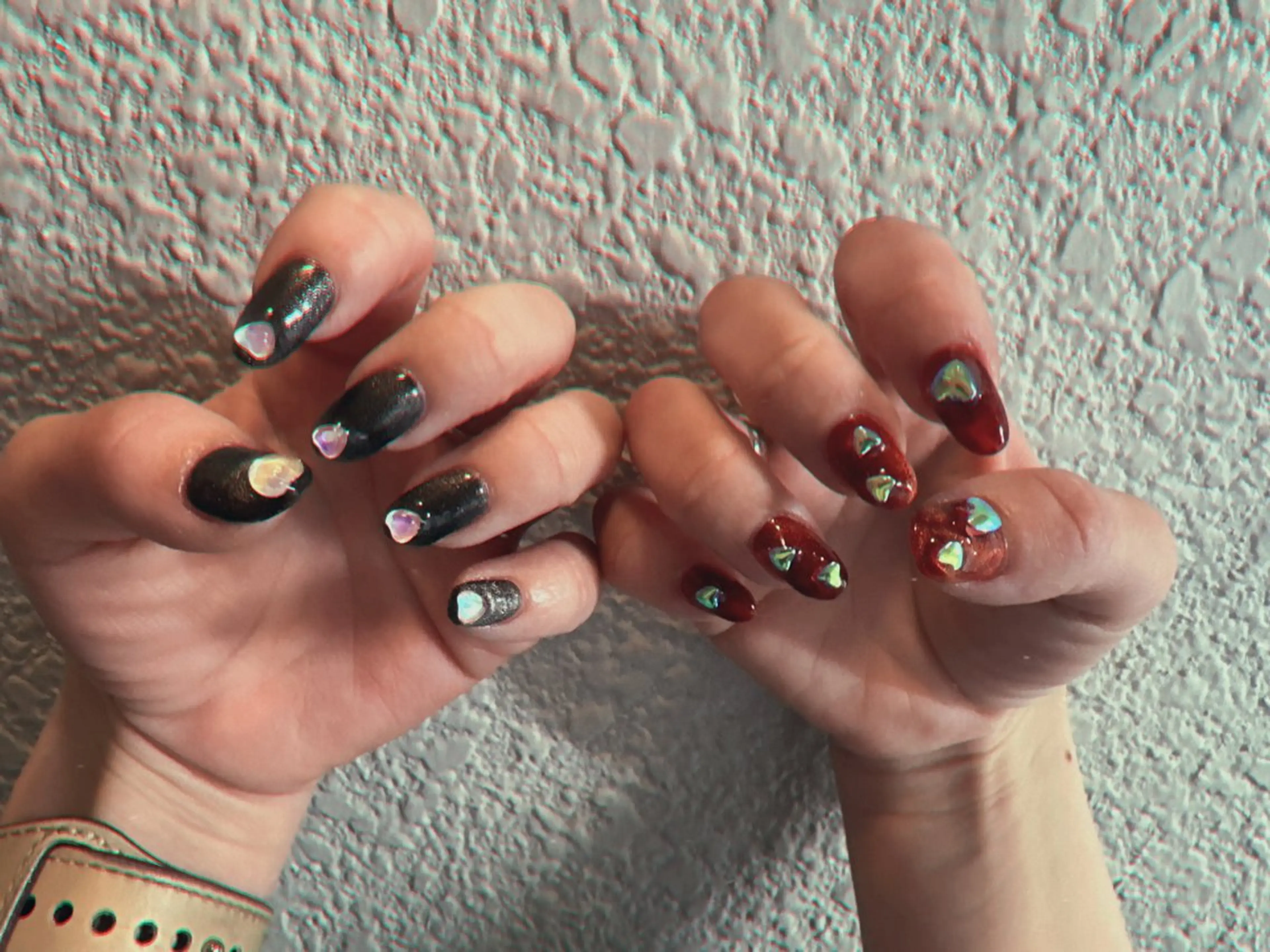 ネイル ハート 韓国ネイル マグネットネイル 春ネイル ストーンネイル 恵比寿 The Nailのネイルデザイン