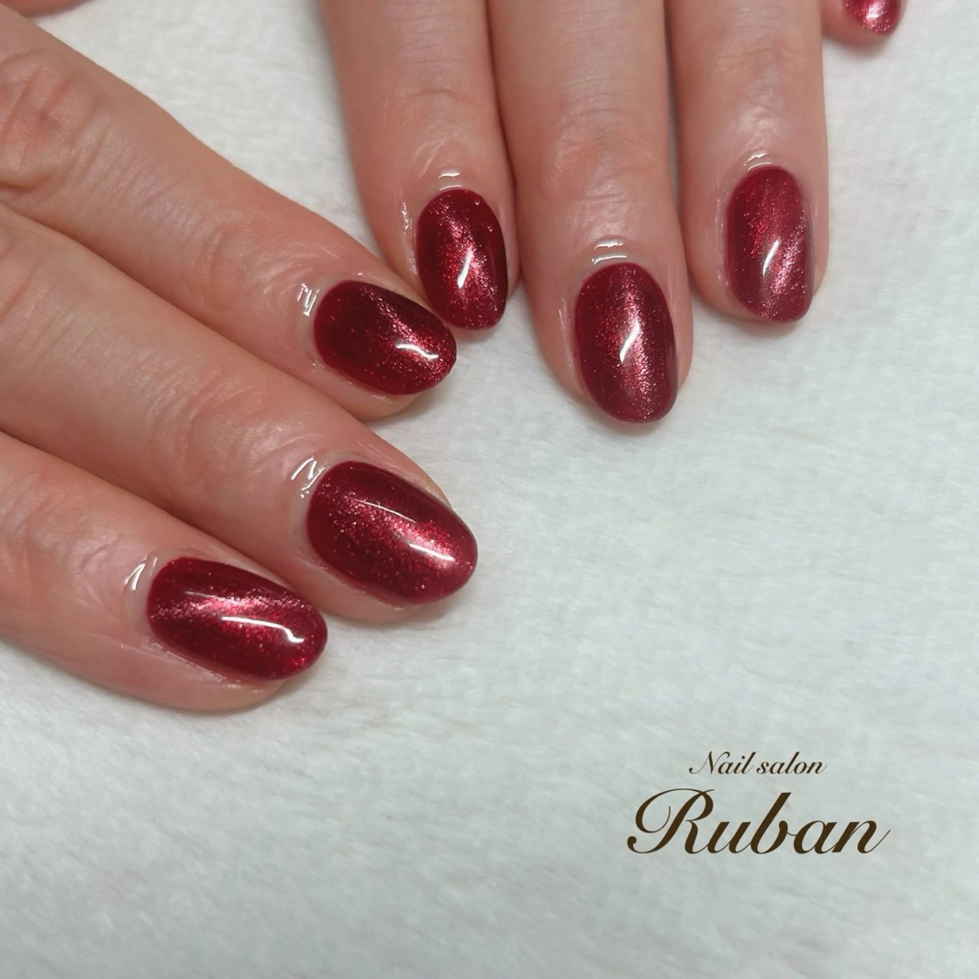 ネイル ボルドー マグネットネイル ワンカラーネイル Nail salon Rubanのネイルデザイン
