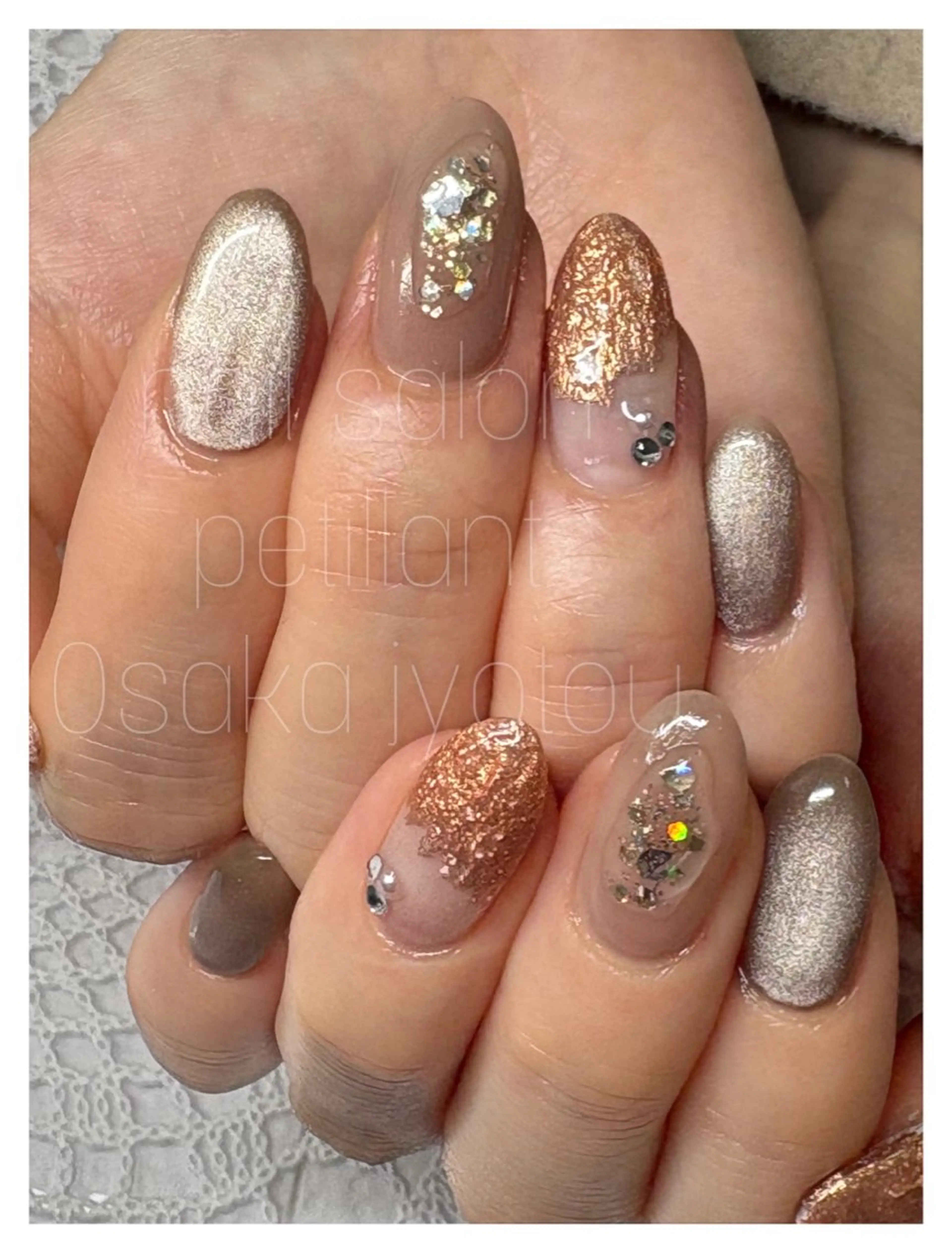 ネイル アートネイル キラキラネイル マグネットネイル nail salon petillantのネイルデザイン