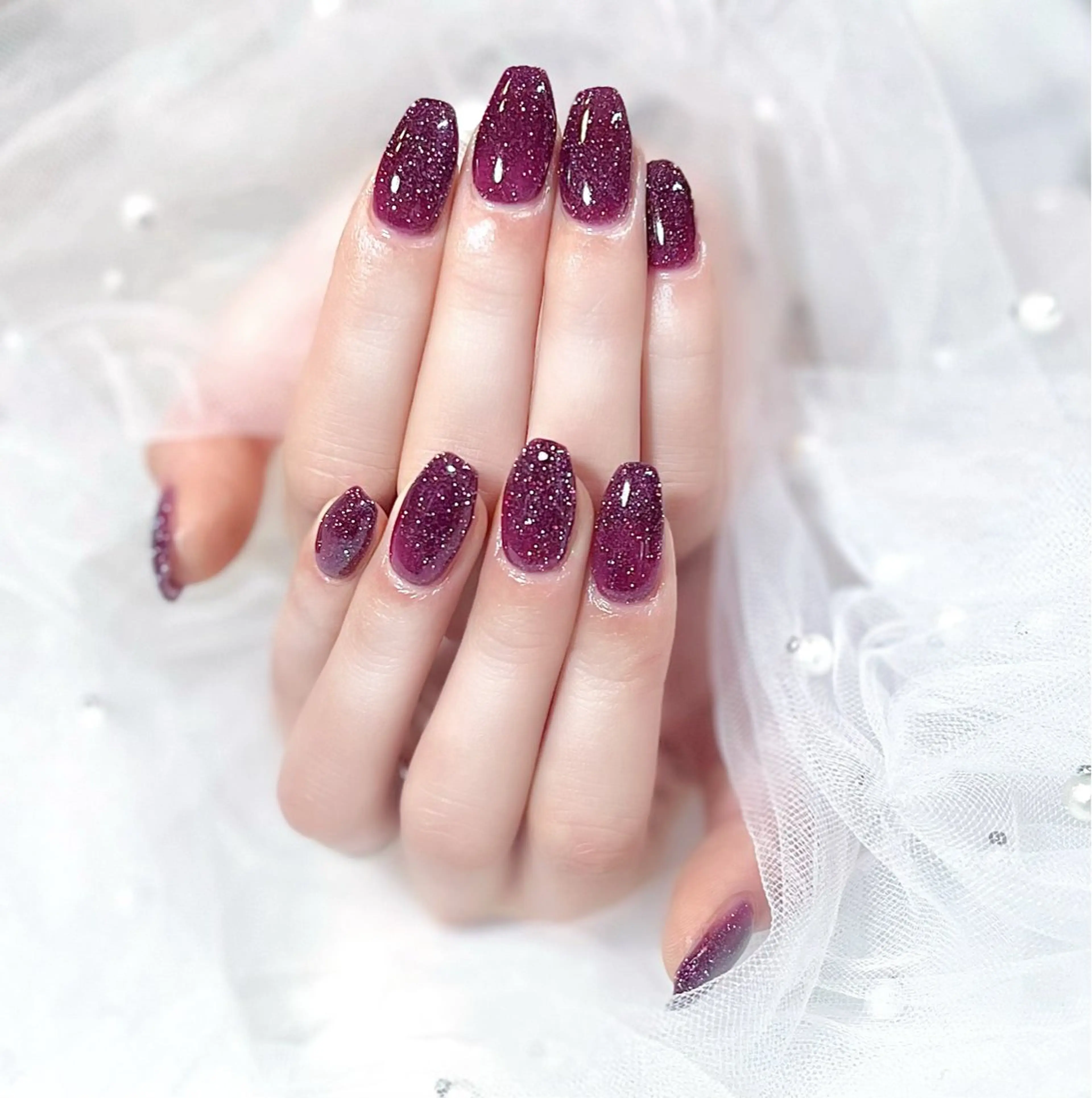 ネイル フラッシュネイル 韓国ネイル ワンカラーネイル パープル Chat　noir所属・【chatnoir】 MIYUのネイルデザイン