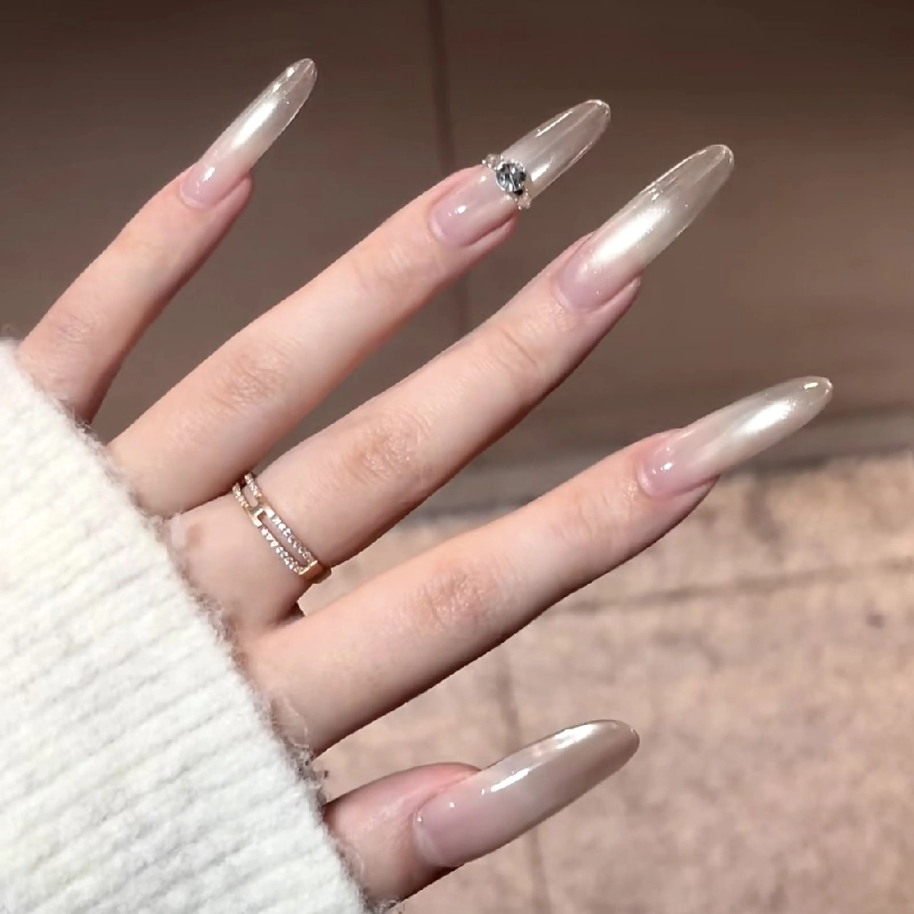 ネイル フレンチネイル ジェルネイル マグネットネイル マグネットフレンチ ニュアンスネイル ハンドネイル Lumière Nail 新大久保のネイルデザイン