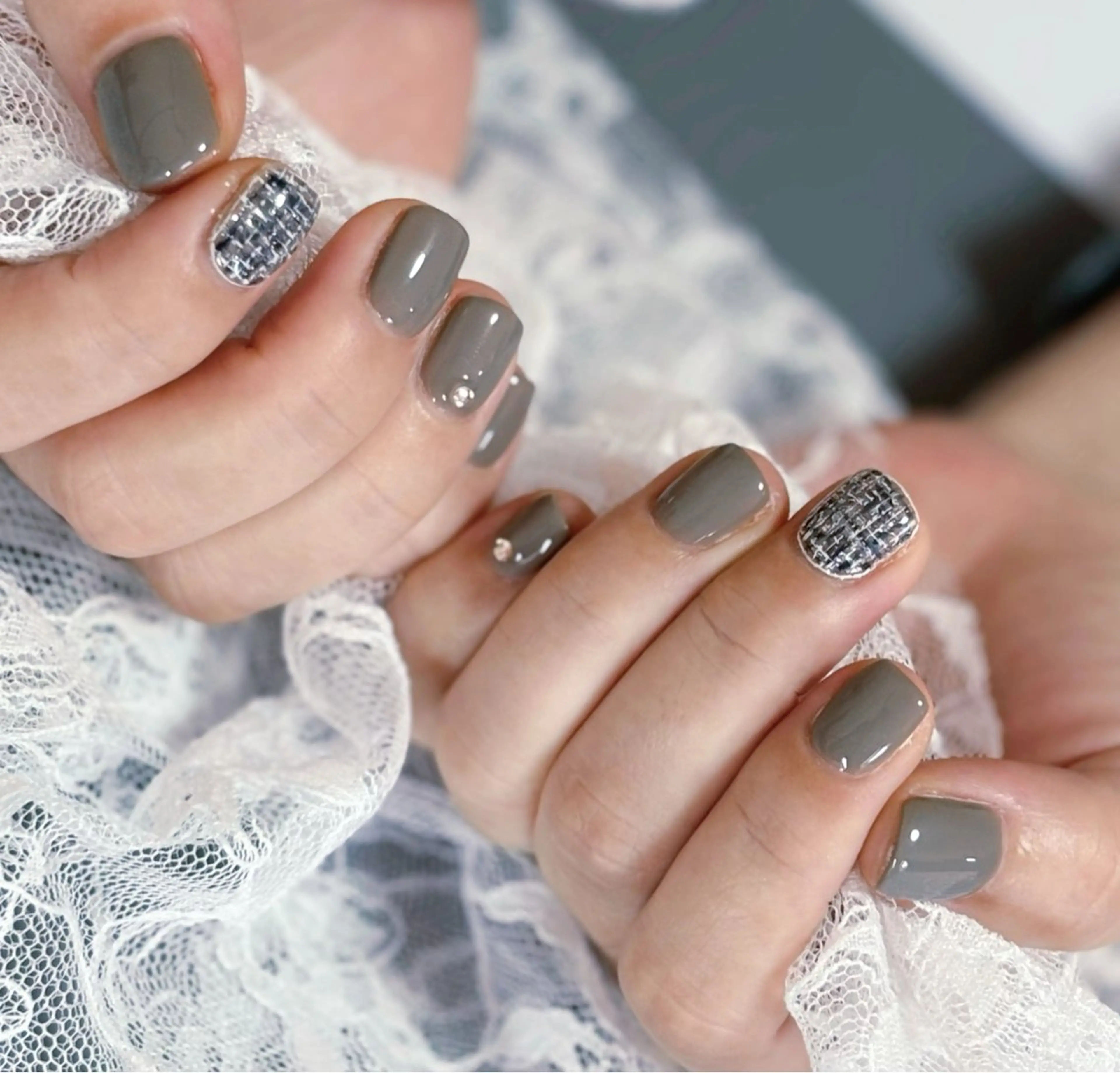 ネイル ツイードネイル 自宅サロン mArsのネイルデザイン