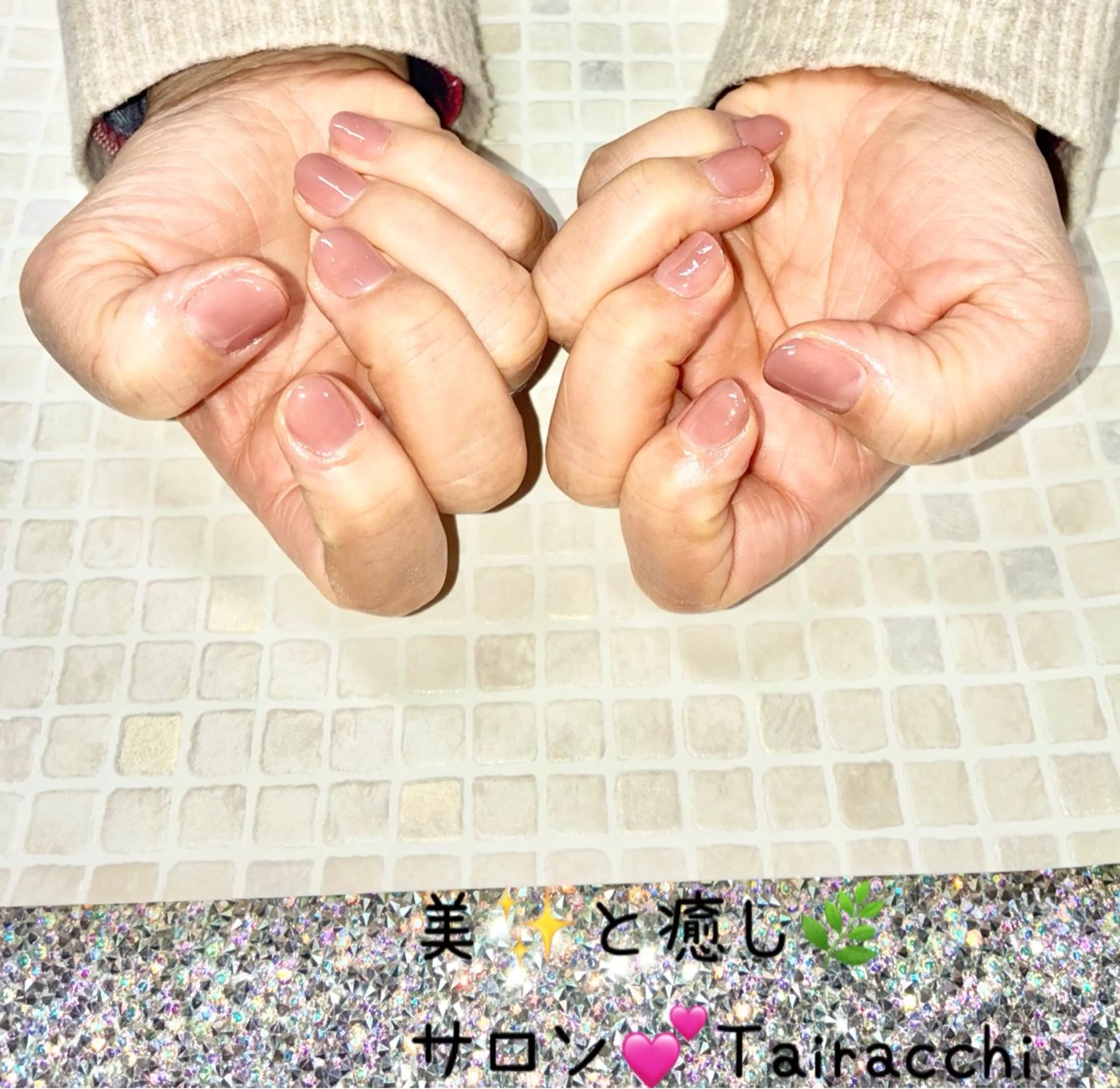 ネイル ピンク ピンクベージュ ショートネイル ハンドネイル Tairacchi タイラッチのネイルデザイン