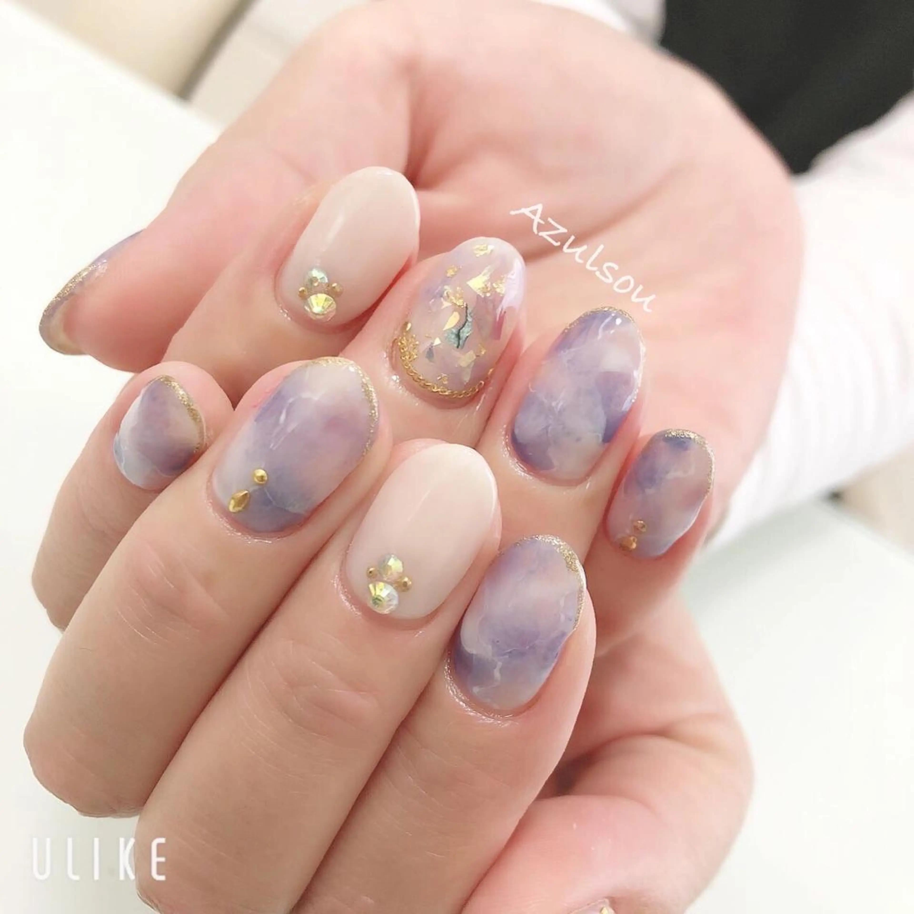 ネイル ジェルネイル 韓国ネイル ミラーネイル 持ち込み ニュアンスネイル Azulsou 廣川愛のネイルデザイン