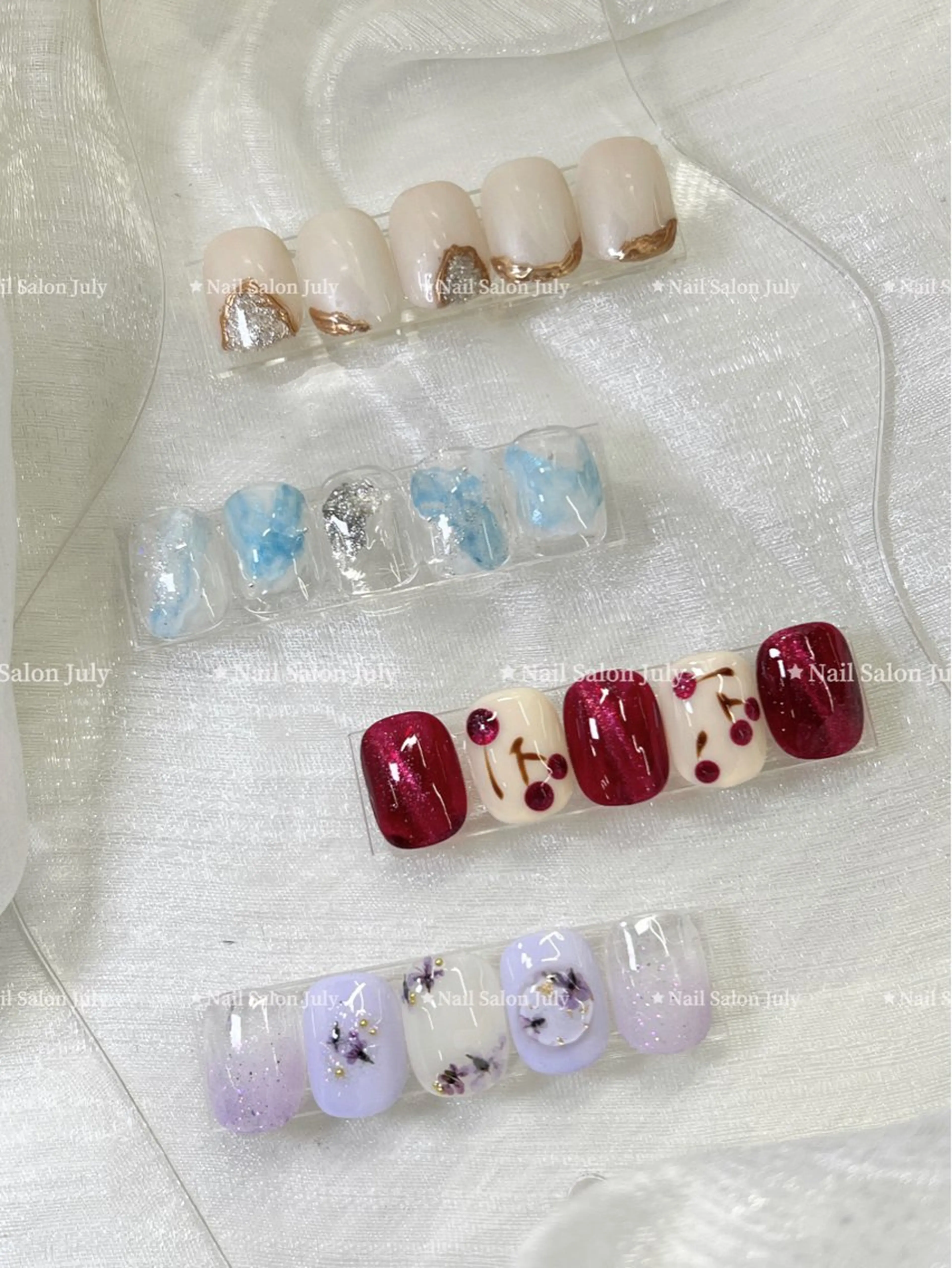 ネイル アートネイル オーロラネイル クリアネイル ジェルネイル ガーリー July モモのネイルデザイン