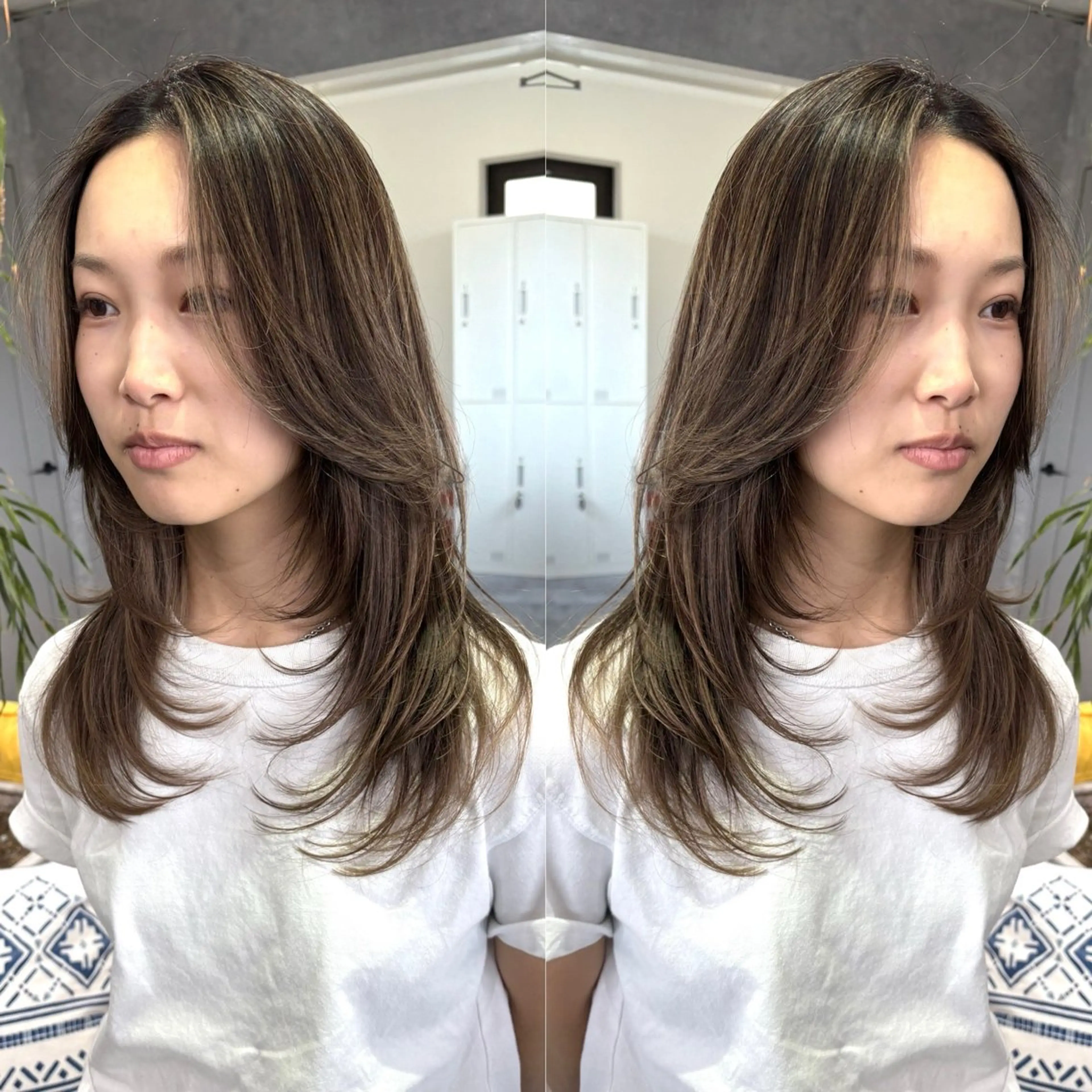 セミロング 髪質改善 レイヤーカット カット ヘアカラー トリートメント 大人上品特化 レイヤー🇺🇸山村のヘアスタイル