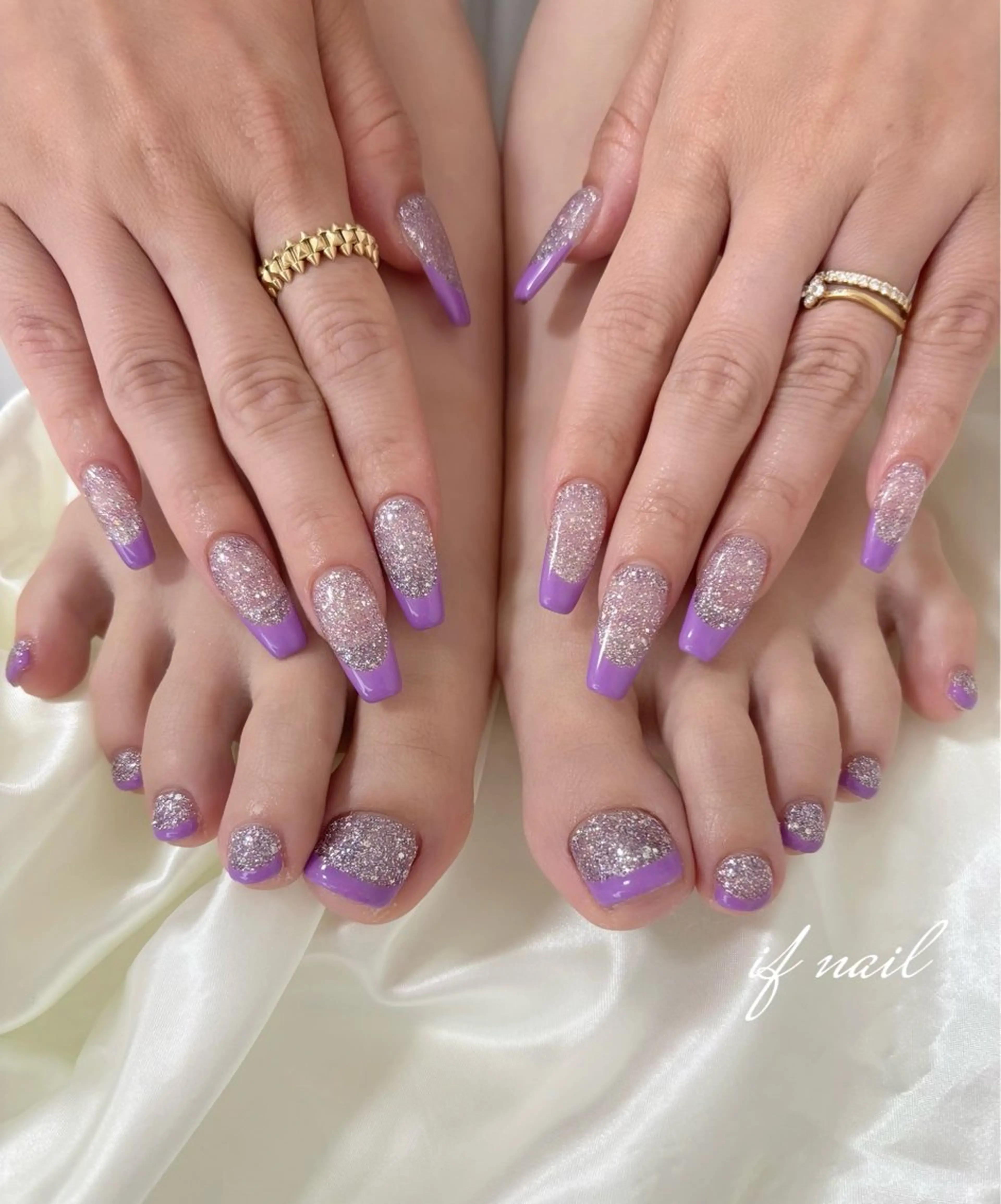 ネイル フレンチネイル パープル スカルプネイル if nailのネイルデザイン