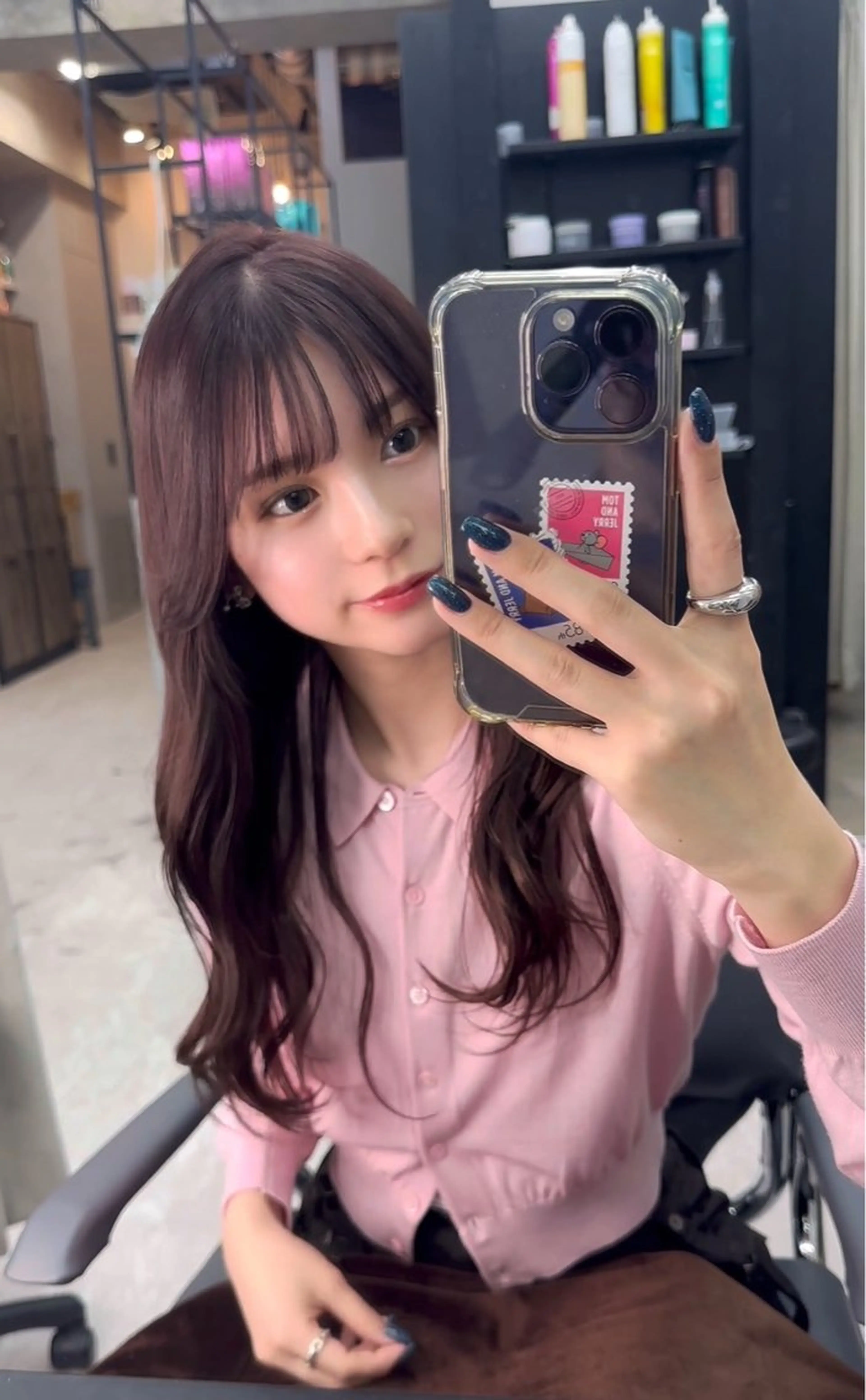 セミロング カット ヘアカラー トリートメント 韓国/ワンホンヘア 髪質改善/MaCoのヘアスタイル