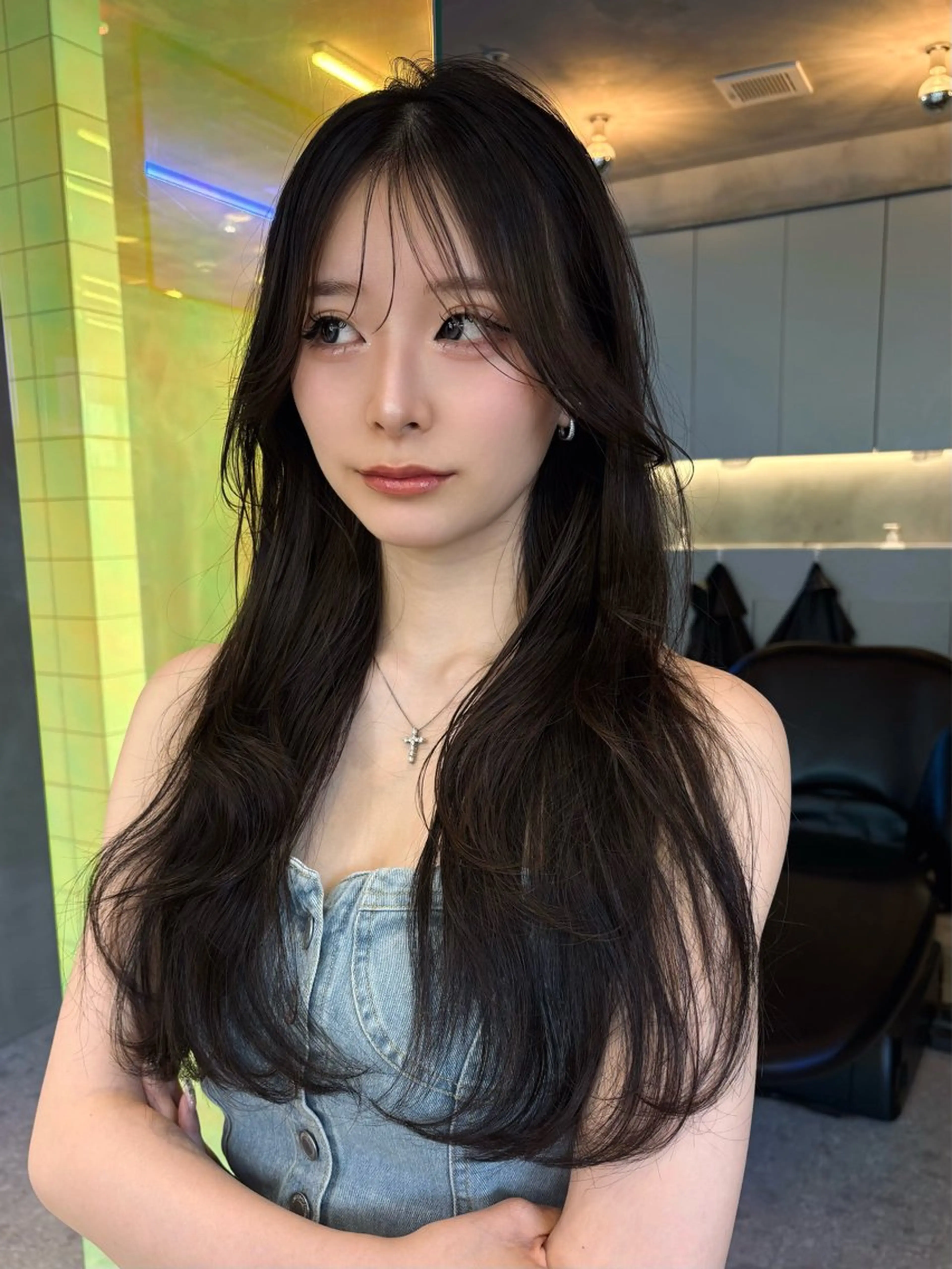 ロング カラー 透明感カラー トリートメント 色気レイヤースタイル 洒落色気ヘアマサトのヘアスタイル